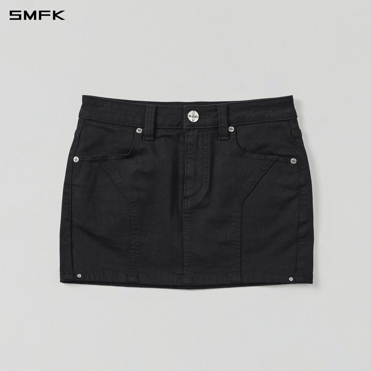MIRAGE HIGH WAIST STRETCH SHORT SKIRT/COTTON + POLYESTER MIDNIGHT BLACK
