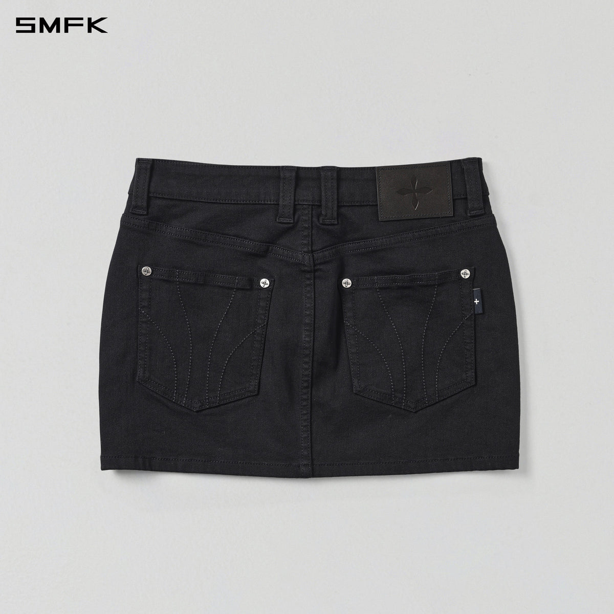 MIRAGE HIGH WAIST STRETCH SHORT SKIRT/COTTON + POLYESTER MIDNIGHT BLACK