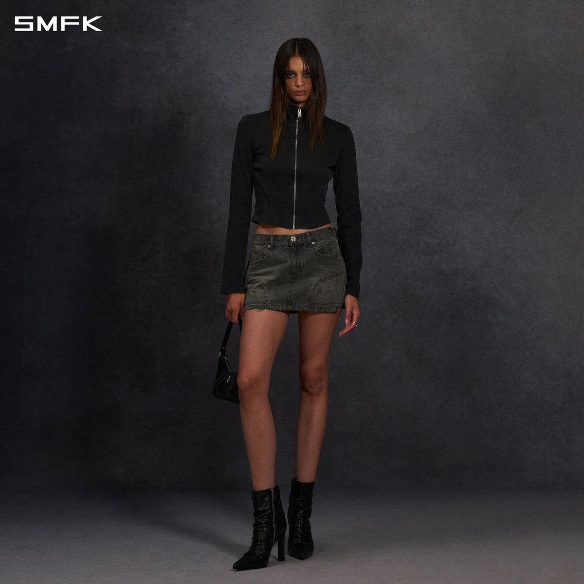MIRAGE PRISM DENIM SHORT SKIRT/DENIM COTTON STORM GREY