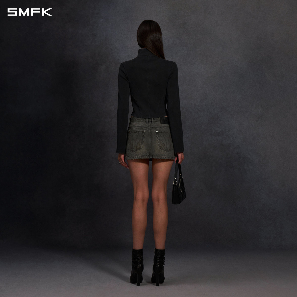 MIRAGE PRISM DENIM SHORT SKIRT/DENIM COTTON STORM GREY