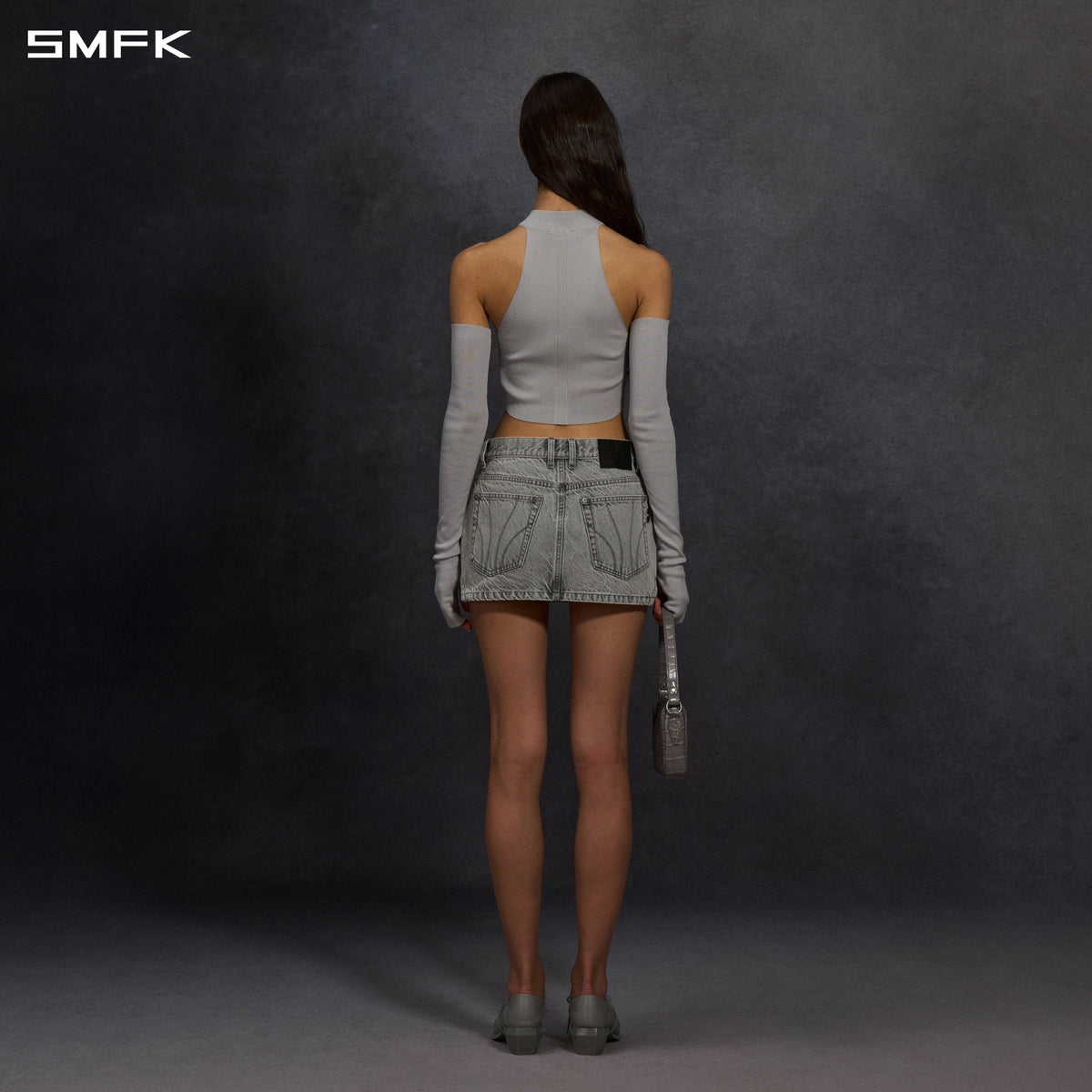 MIRAGE PRISM DENIM SHORT SKIRT/DENIM COTTON GLACIER GREY