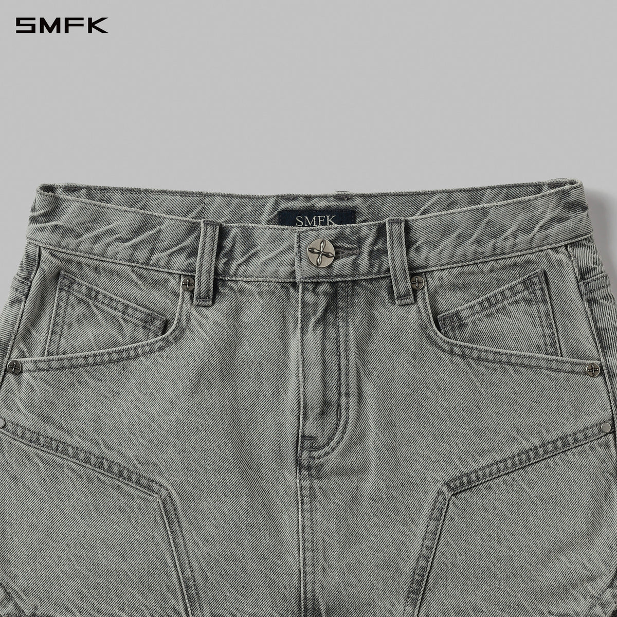 MIRAGE PRISM DENIM SHORT SKIRT/DENIM COTTON GLACIER GREY