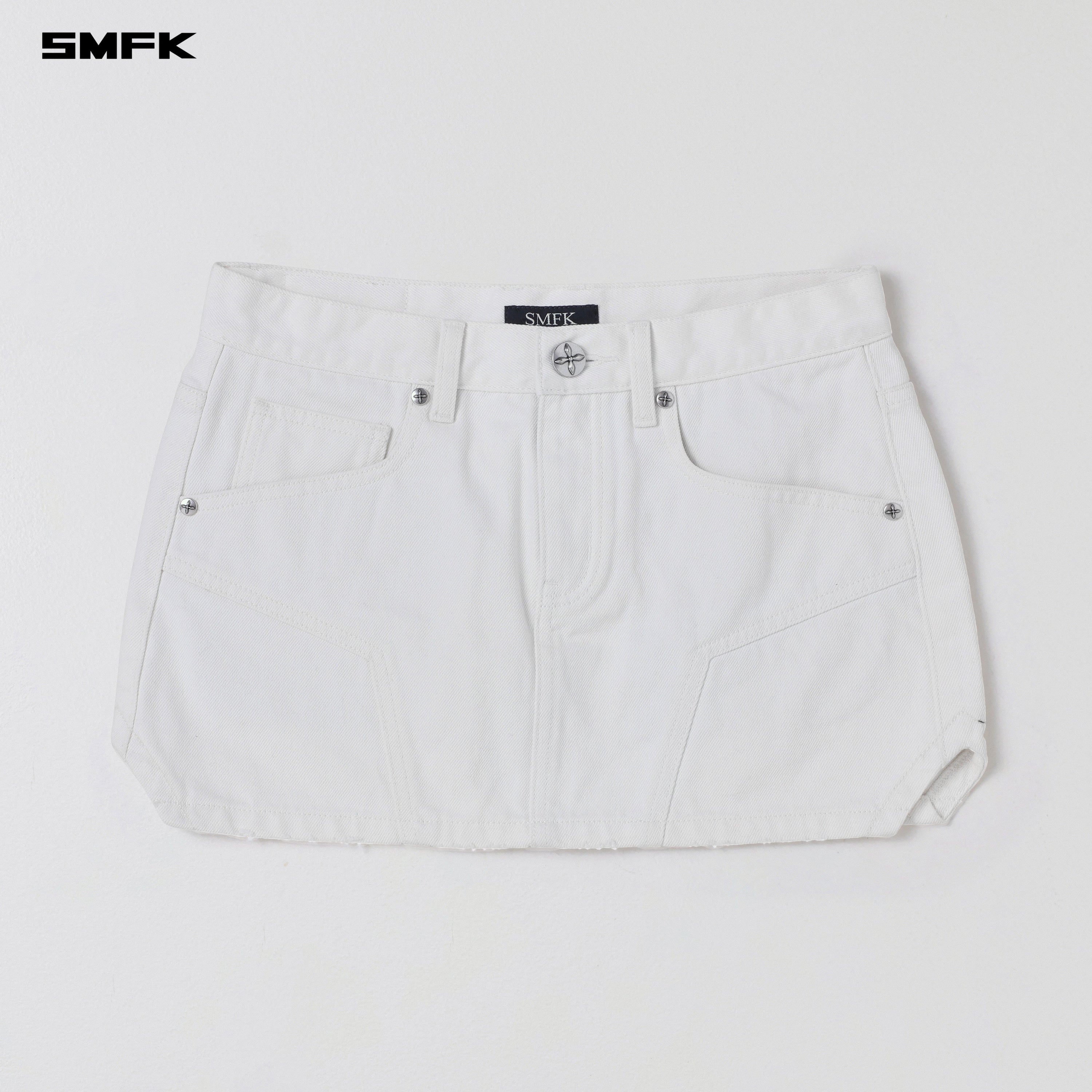 COMPASS MIRAGE MODE DENIM SHORT DRESS CLOUD WHITE