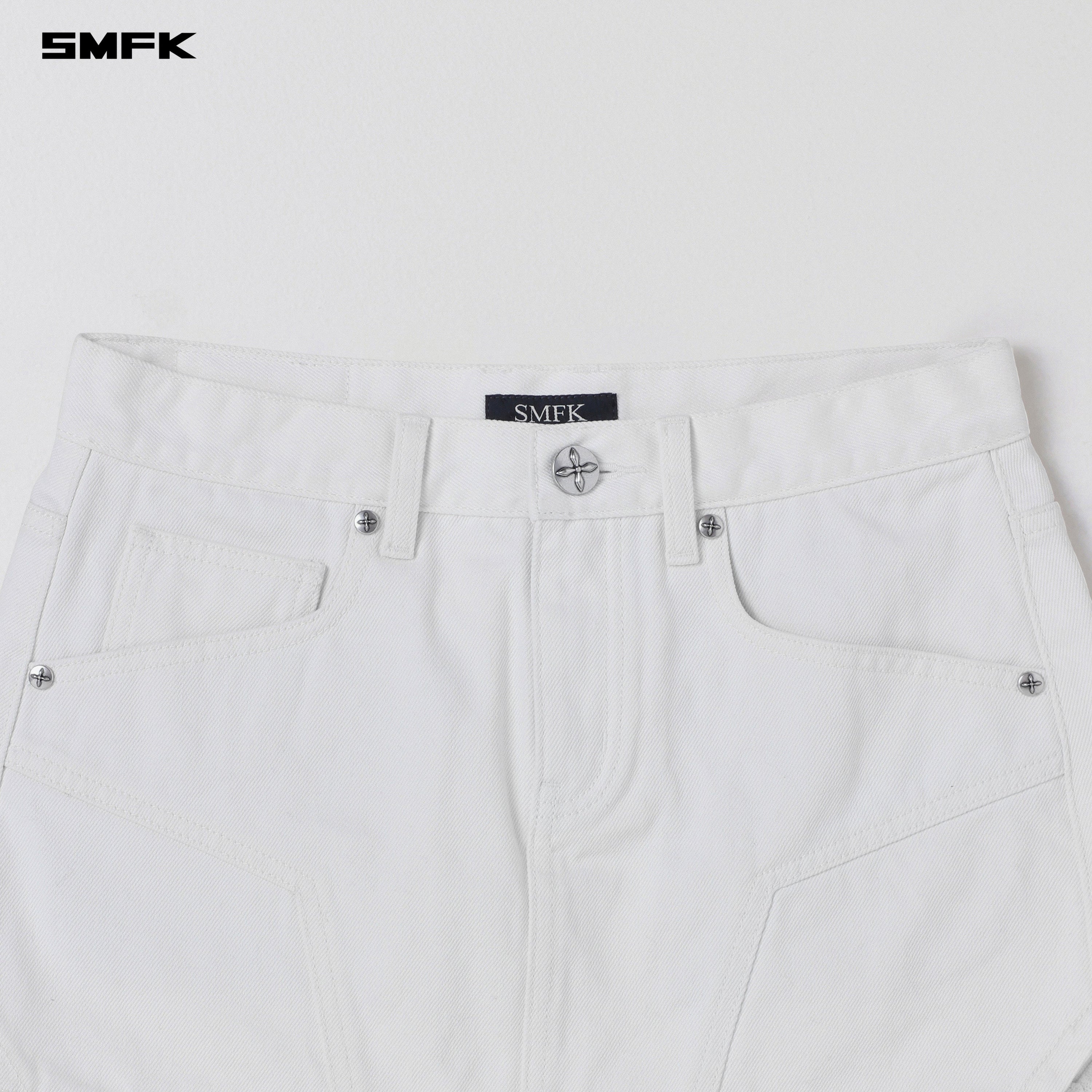 COMPASS MIRAGE MODE DENIM SHORT DRESS CLOUD WHITE