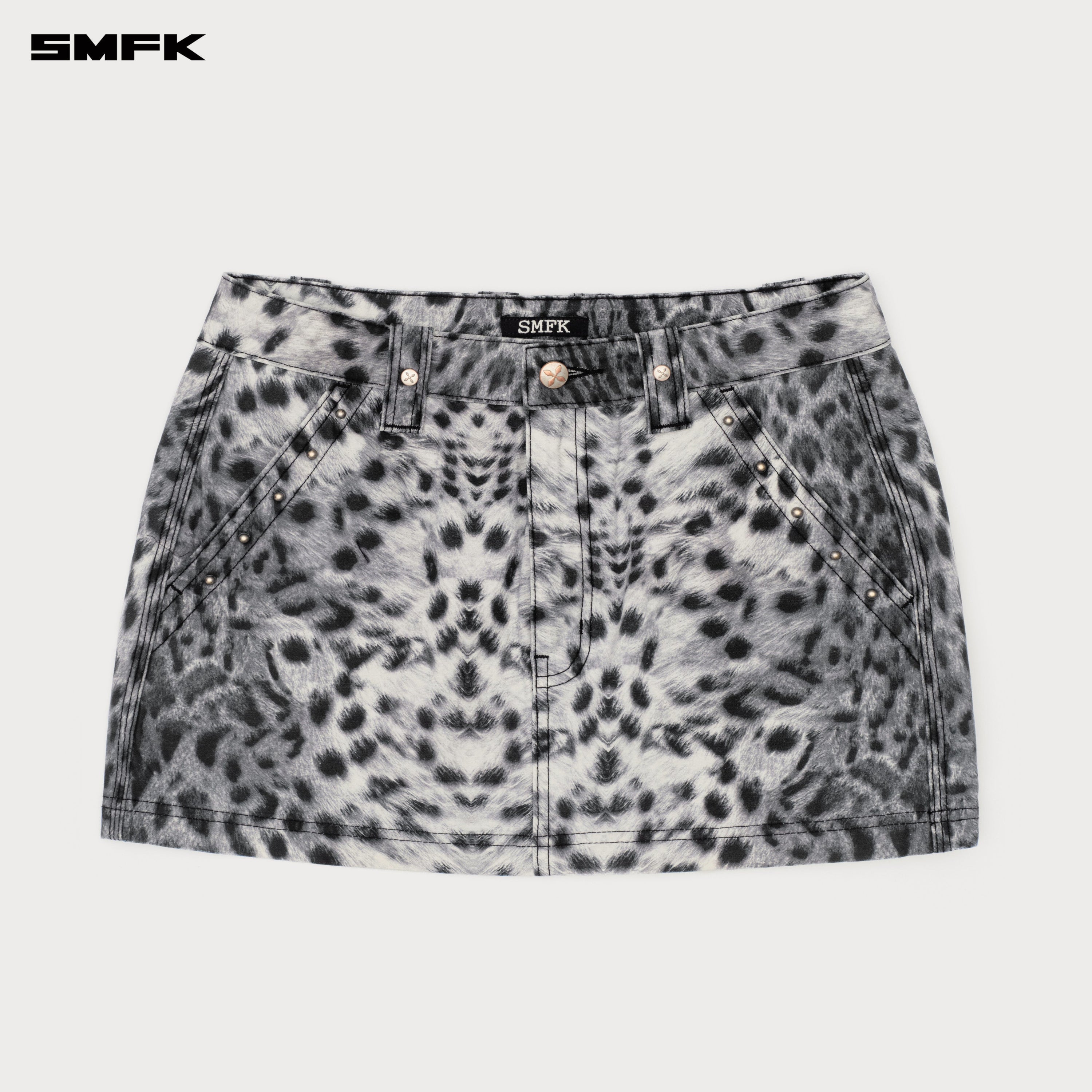 Compass Wild Leopard Print Cargo Skirt White Leopard
