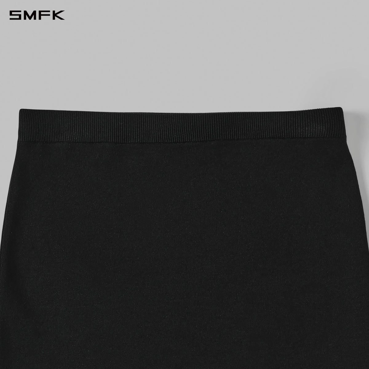MYTH AEOLUS ASYMMETRY KNIT EVENING SHORT DRESS/SILK+LENZING TENCEL+COTTON WILD BLACK