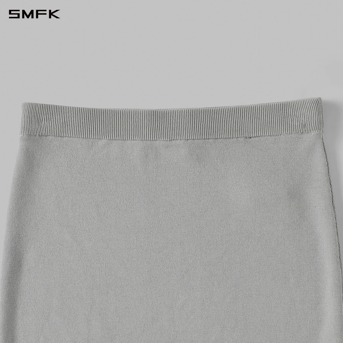 MYTH AEOLUS ASYMMETRY KNIT EVENING SHORT DRESS/SILK+LENZING TENCEL+COTTON GLACIER GREY