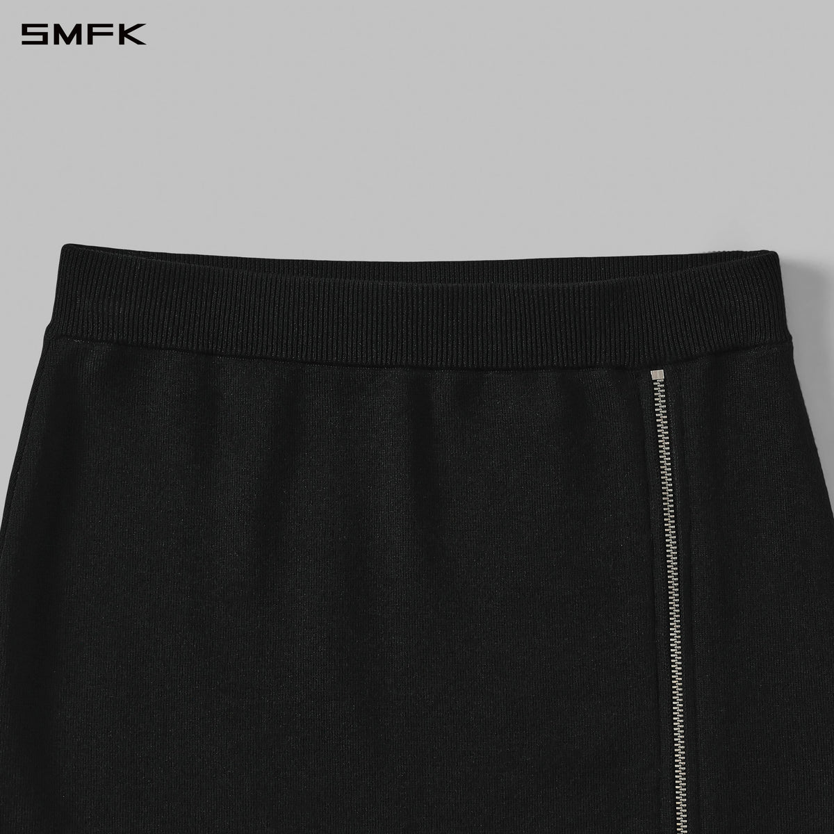 MYTH SIREN ZIP EVENING KNIT DRESS/SILK+LENZING TENCEL+COTTON WILD BLACK