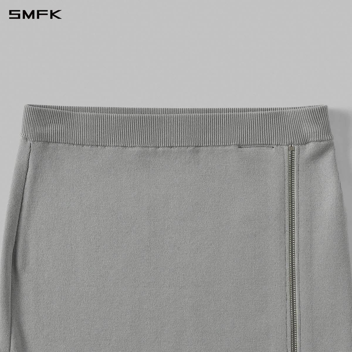MYTH SIREN ZIP EVENING KNIT DRESS/SILK+LENZING TENCEL+COTTON GLACIER GREY
