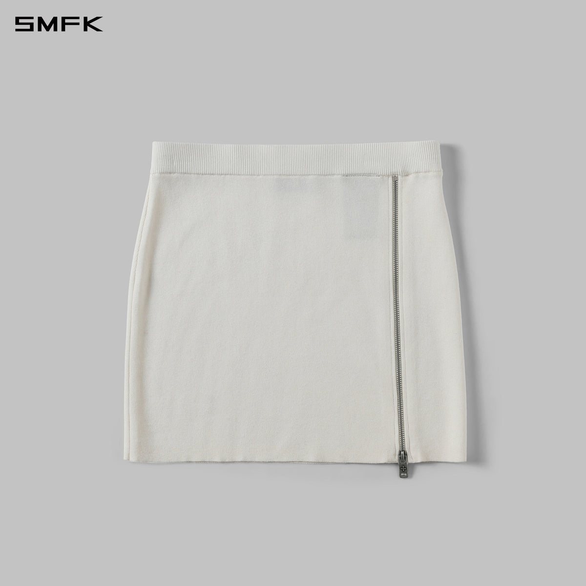 MYTH SIREN ZIP EVENING KNIT DRESS/SILK+LENZING TENCEL+COTTON CLOUD WHITE