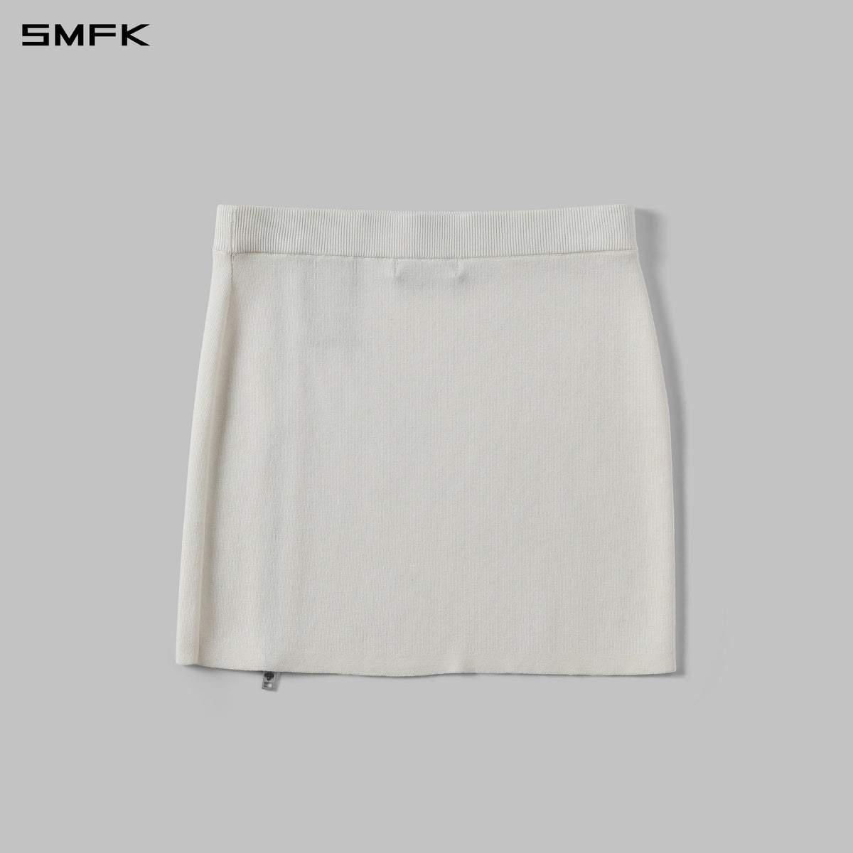MYTH SIREN ZIP EVENING KNIT DRESS/SILK+LENZING TENCEL+COTTON CLOUD WHITE