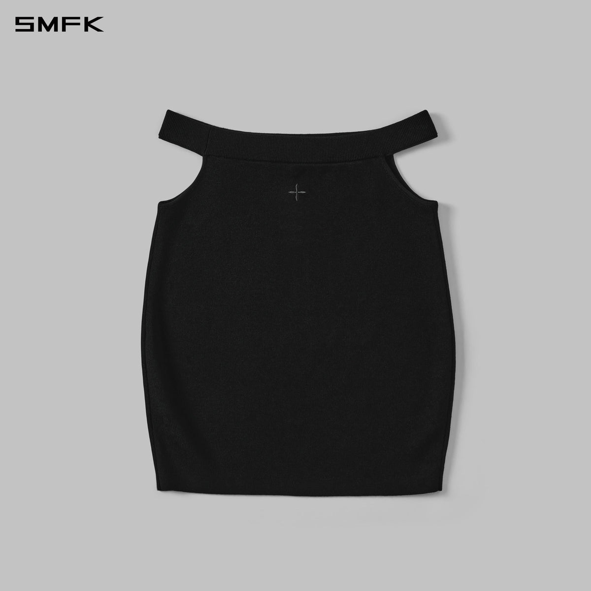 MYTH SIREN HIGH COLLAR EVENING KNIT DRESS/SILK+LENZING TENCEL+COTTON WILD BLACK