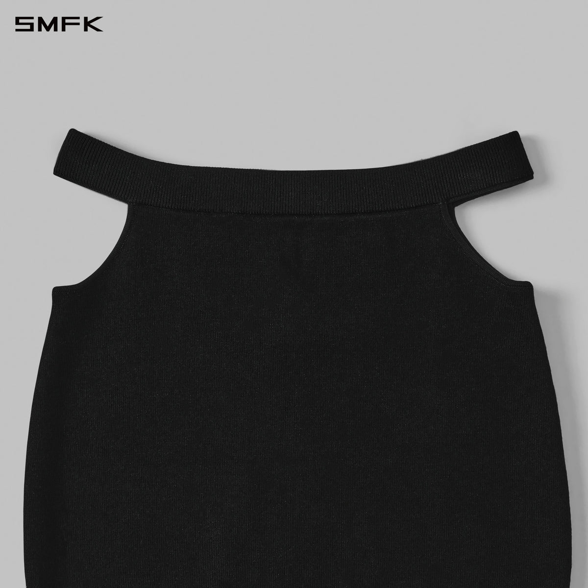 MYTH SIREN HIGH COLLAR EVENING KNIT DRESS/SILK+LENZING TENCEL+COTTON WILD BLACK