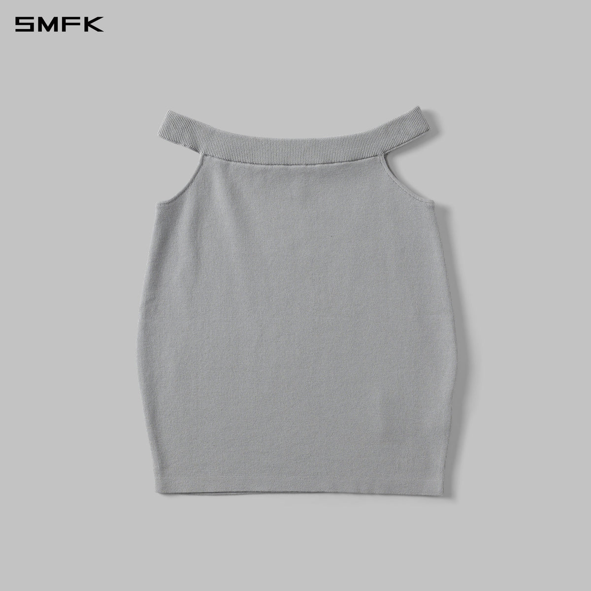 MYTH SIREN HIGH COLLAR EVENING KNIT DRESS/LENZING TENCEL+SILK+COTTON GLACIER GREY