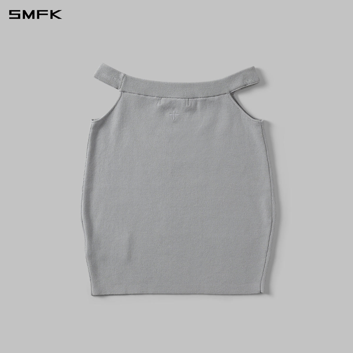 MYTH SIREN HIGH COLLAR EVENING KNIT DRESS/LENZING TENCEL+SILK+COTTON GLACIER GREY