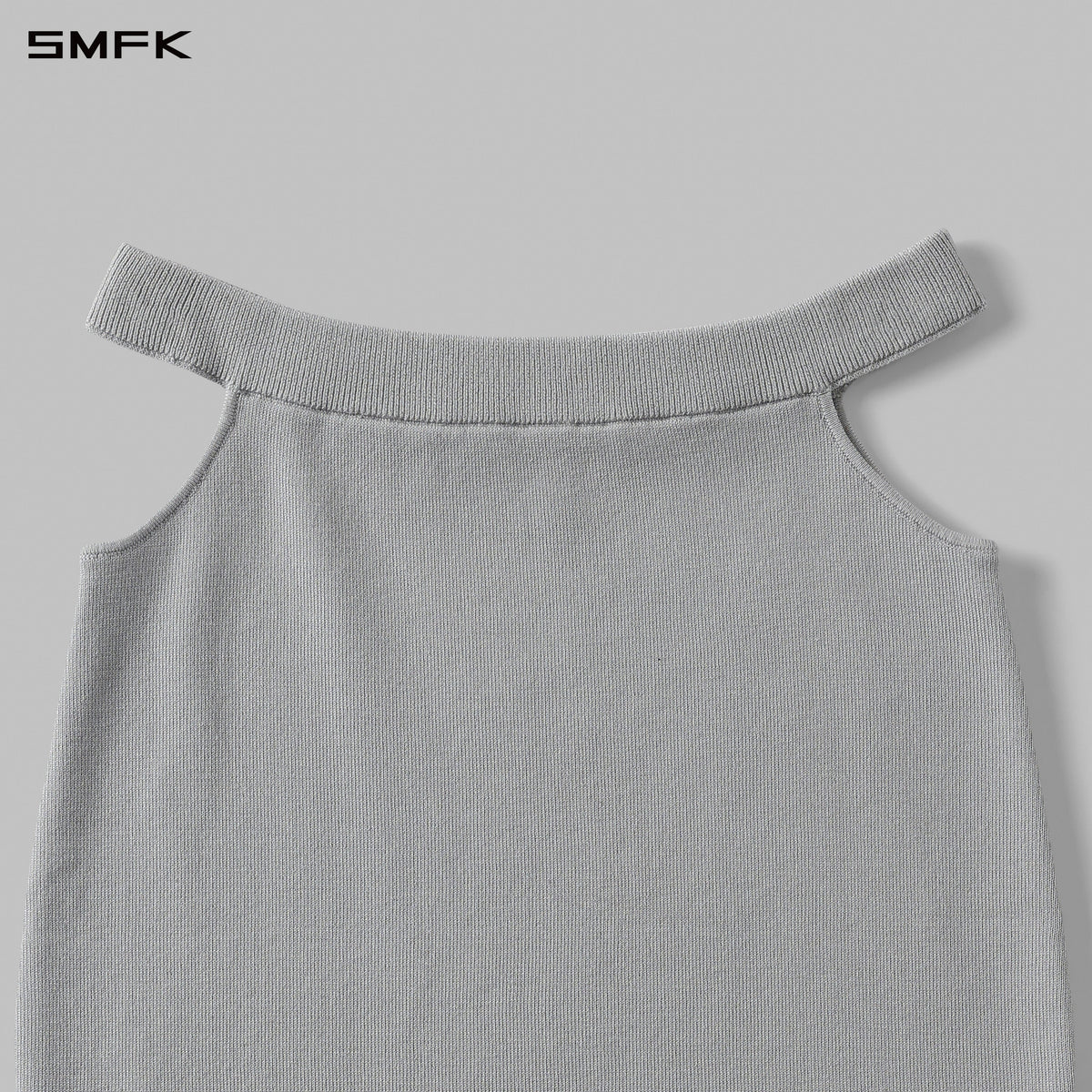 MYTH SIREN HIGH COLLAR EVENING KNIT DRESS/LENZING TENCEL+SILK+COTTON GLACIER GREY
