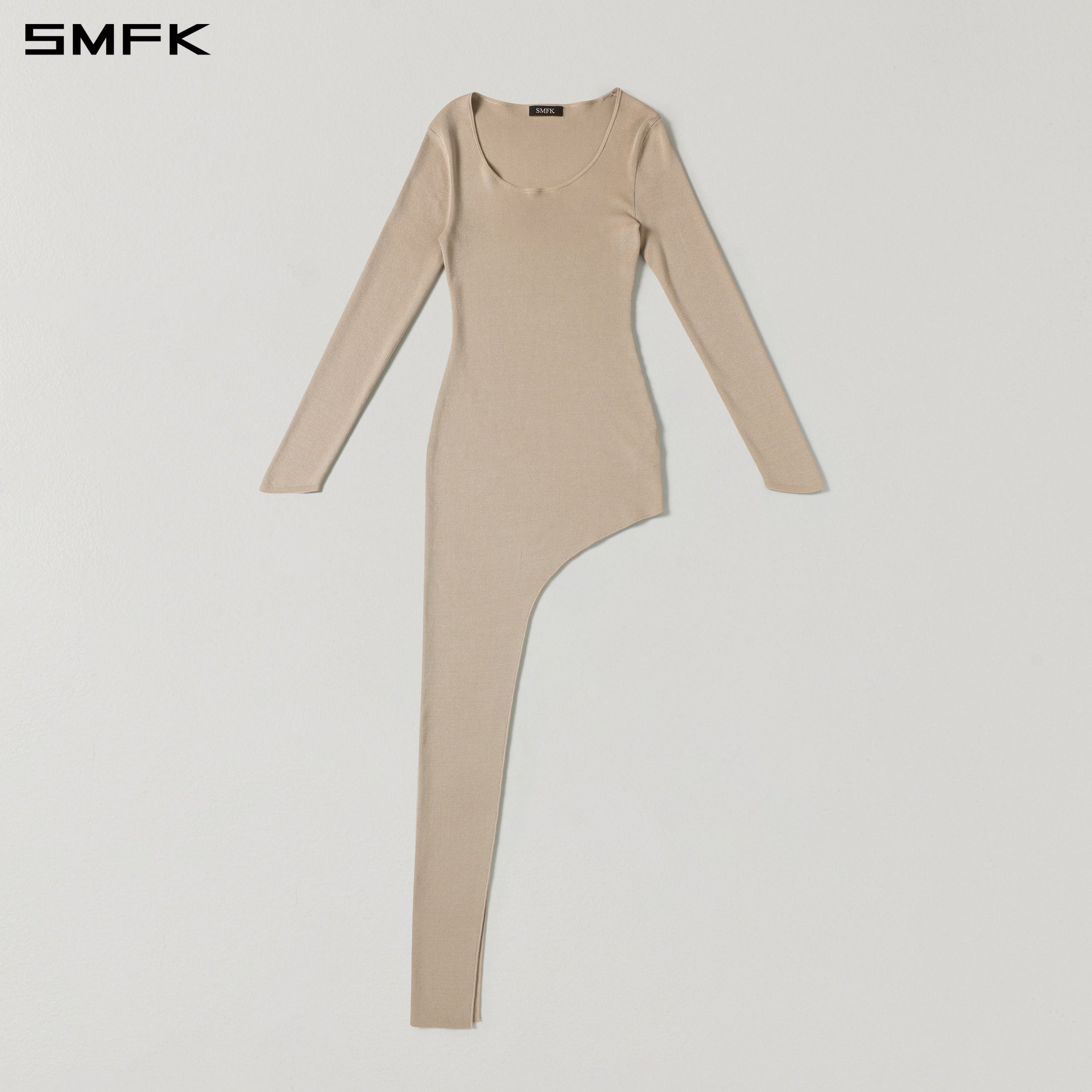 MYTH AEOLUS ASYMMETRY LONG SLEEVE KNIT EVENING DRESS/TENCEL+SILK FRESH SKIN