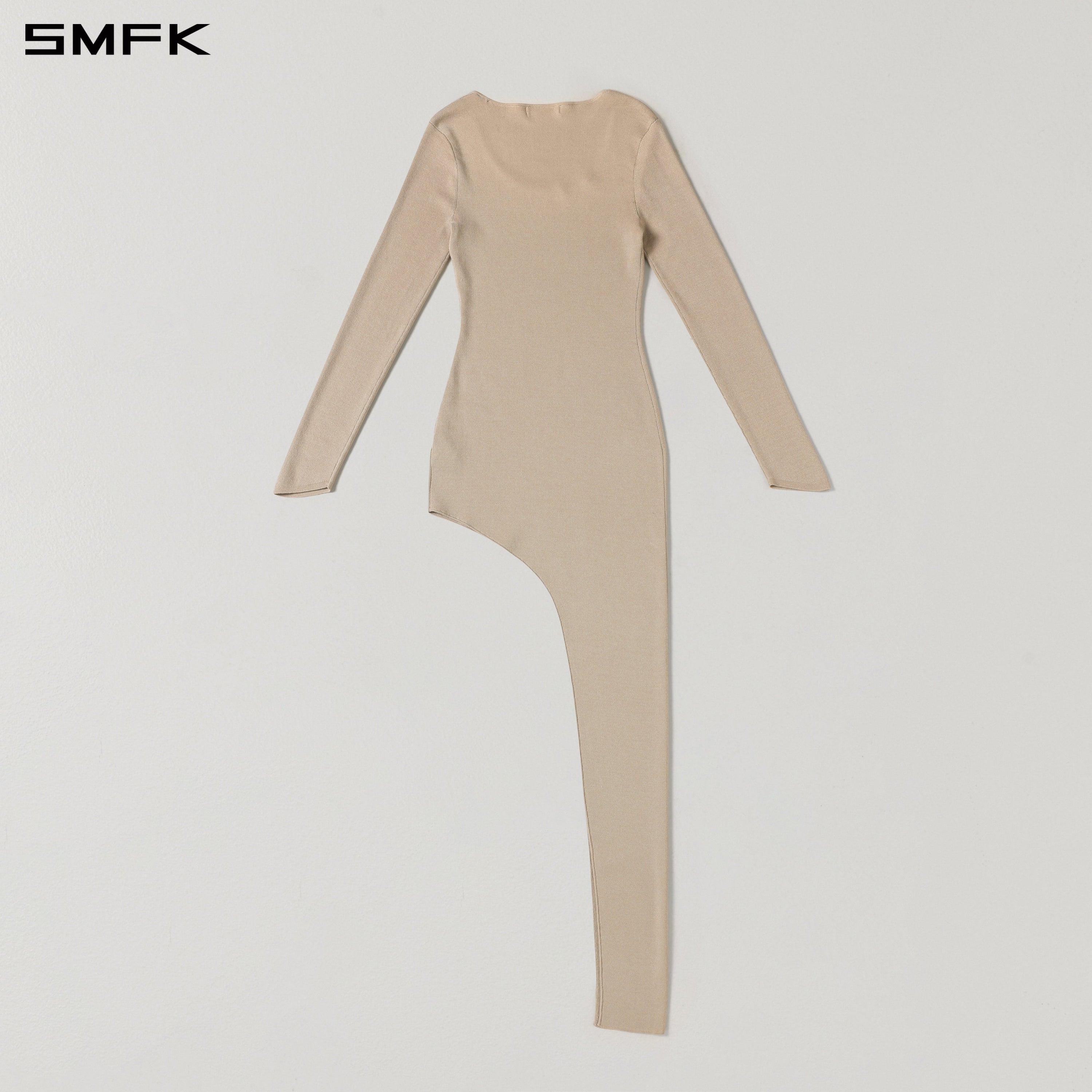 MYTH AEOLUS ASYMMETRY LONG SLEEVE KNIT EVENING DRESS/TENCEL+SILK FRESH SKIN