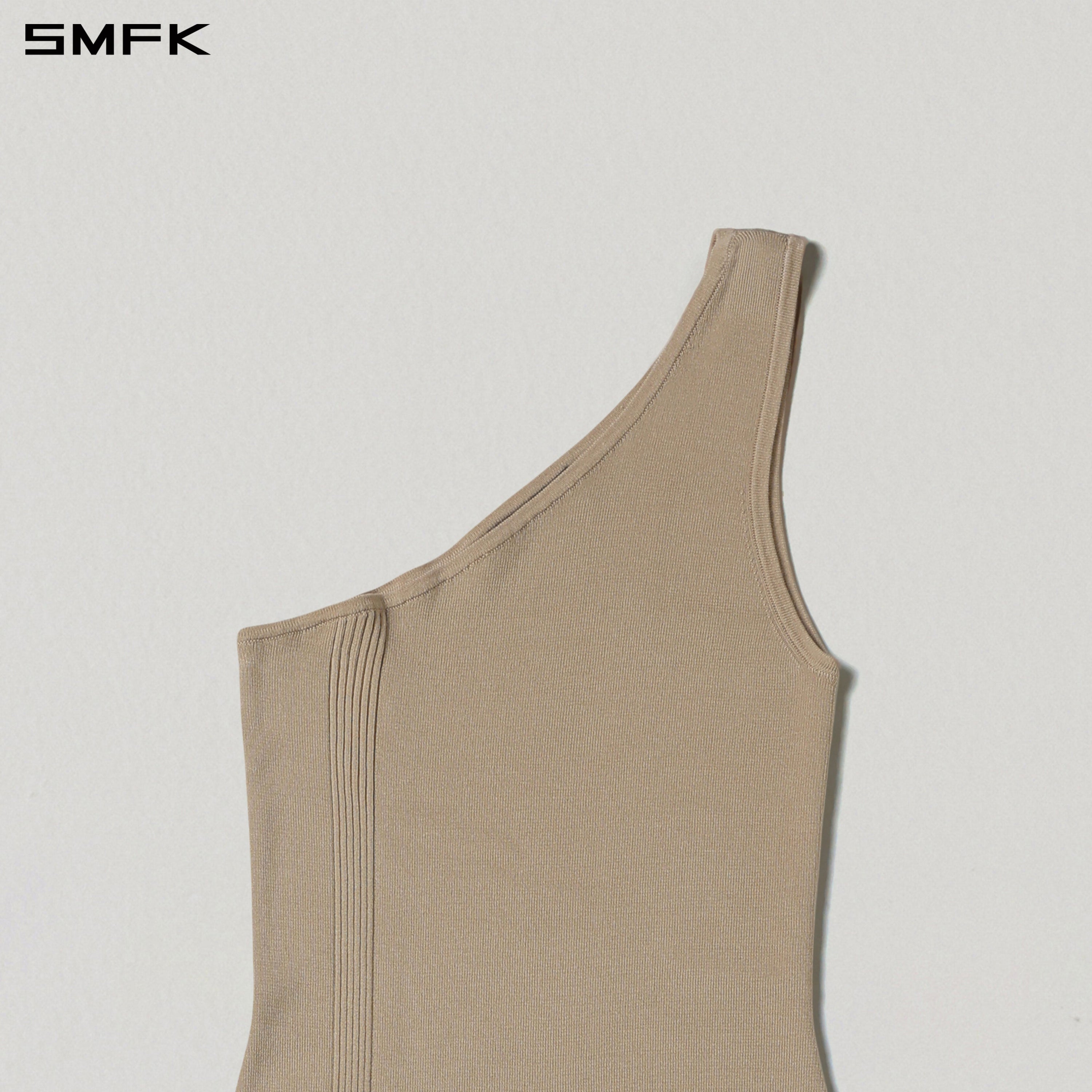 MYTH AEOLUS ASYMMETRY KNIT EVENING DRESS/TENCEL+SILK FRESH SKIN
