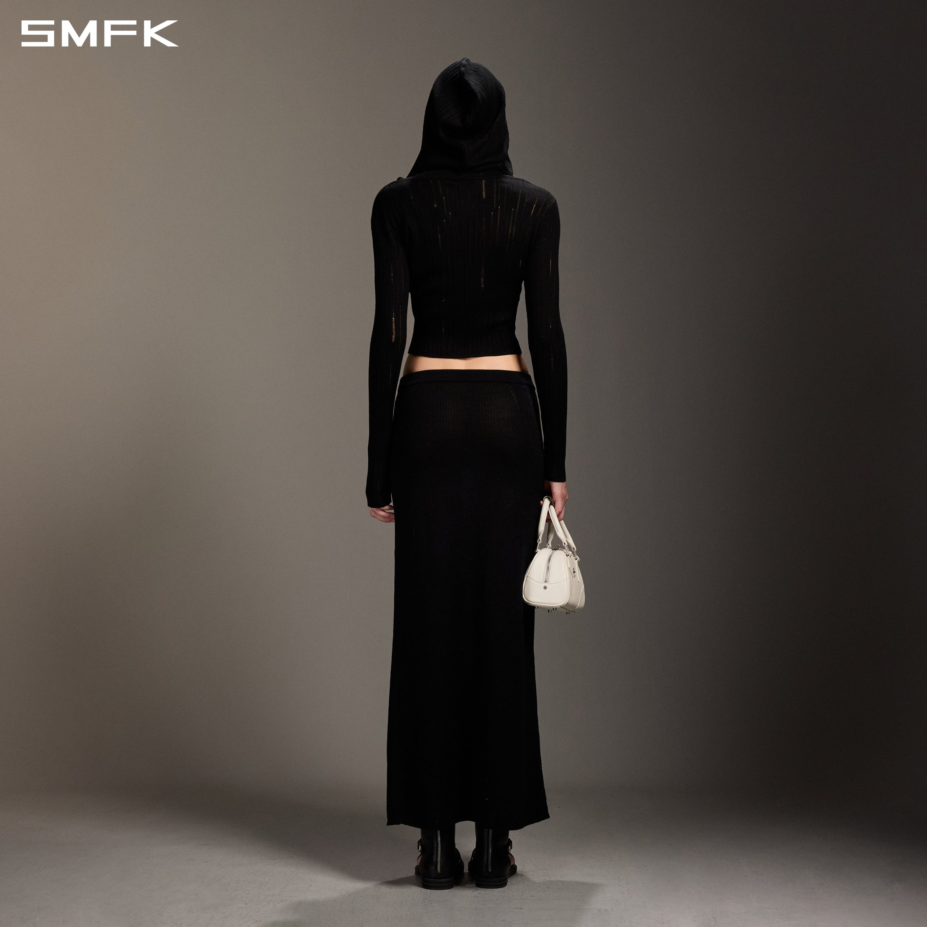 MYTH SEER STRT KNIT LONG DRESS/TENCEL+SILK WILD BLACK