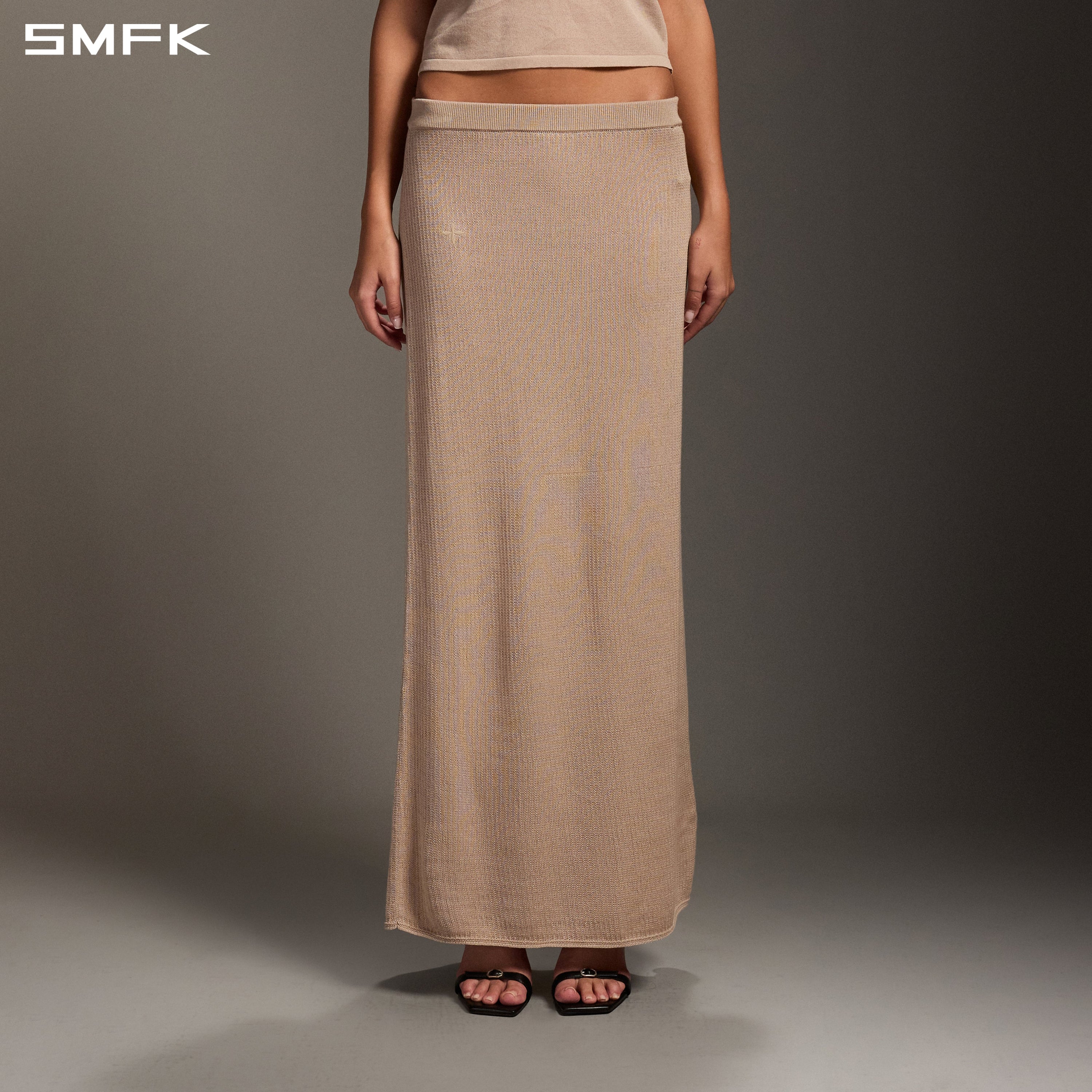 MYTH SEER STRT KNIT LONG DRESS/TENCEL+SILK FRESH SKIN