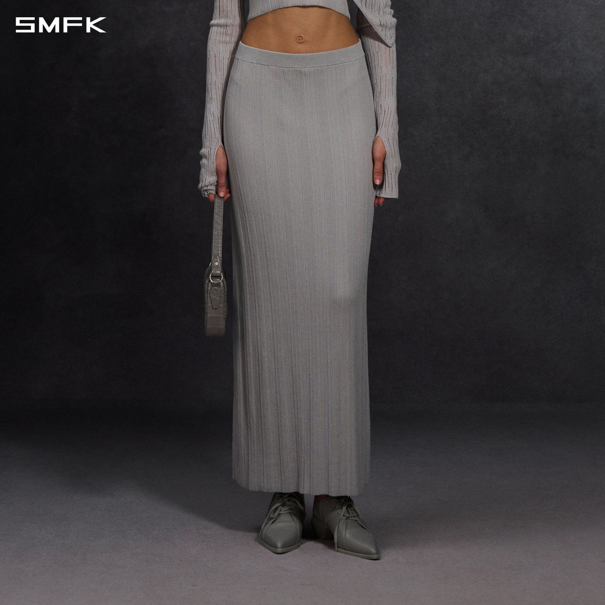 MYTH SIREN EVENING SLIM KNIT DRESS/LENZING TENCEL+SILK+COTTON GLACIER GREY