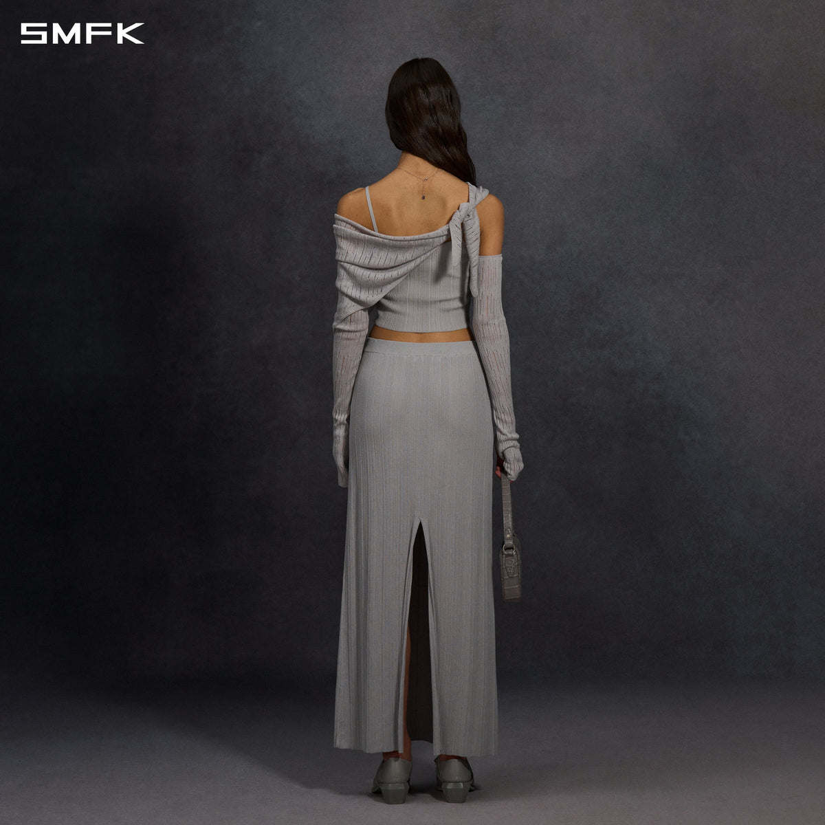 MYTH SIREN EVENING SLIM KNIT DRESS/LENZING TENCEL+SILK+COTTON GLACIER GREY
