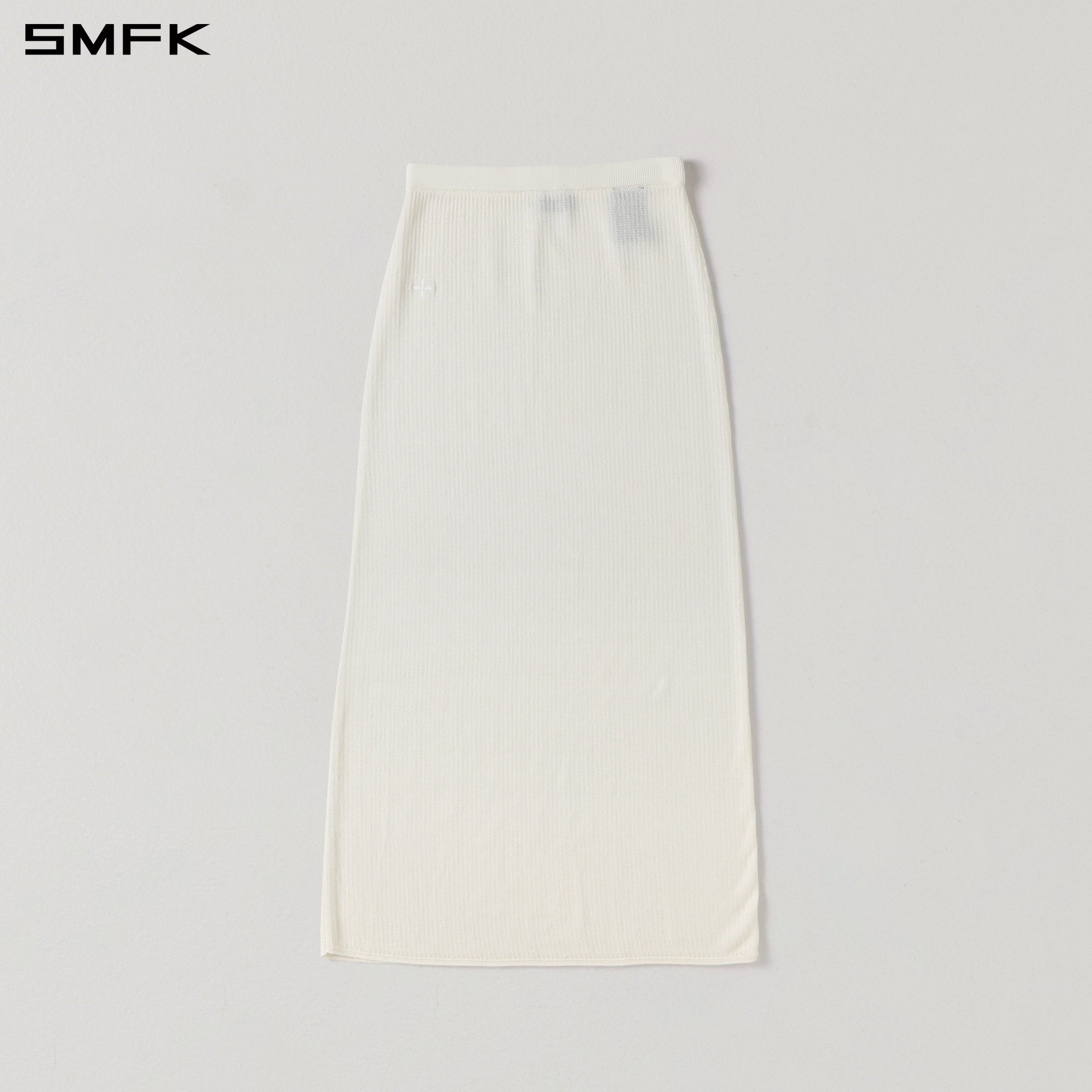 MYTH SEER STRT KNIT LONG DRESS/TENCEL+SILK CLOUD WHITE