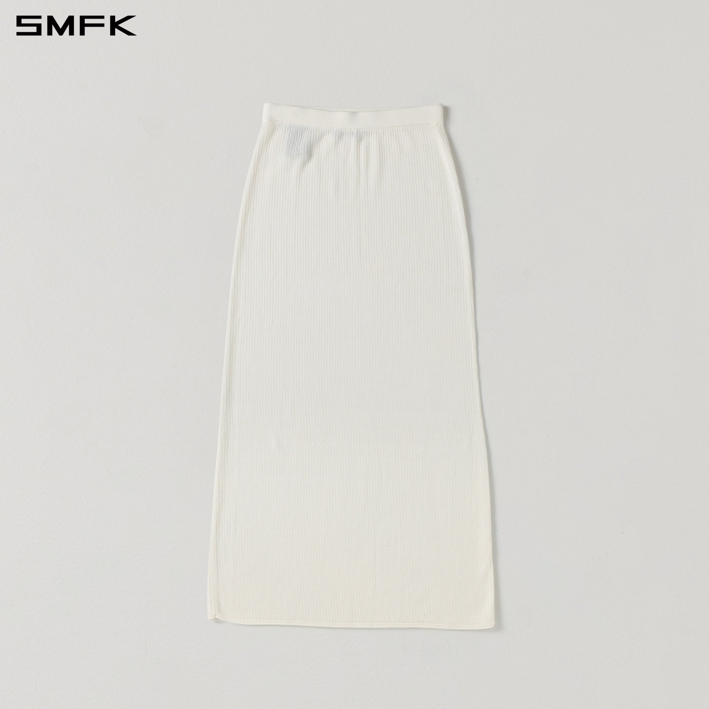MYTH SEER STRT KNIT LONG DRESS/TENCEL+SILK CLOUD WHITE