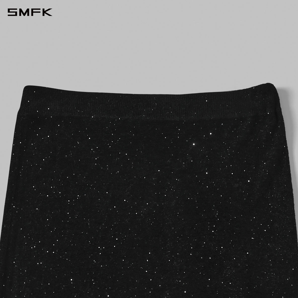 MYTH AEOLUS ASYMMETRY KNIT EVENING DRESS/STARRY VELVET GALAXY BLACK