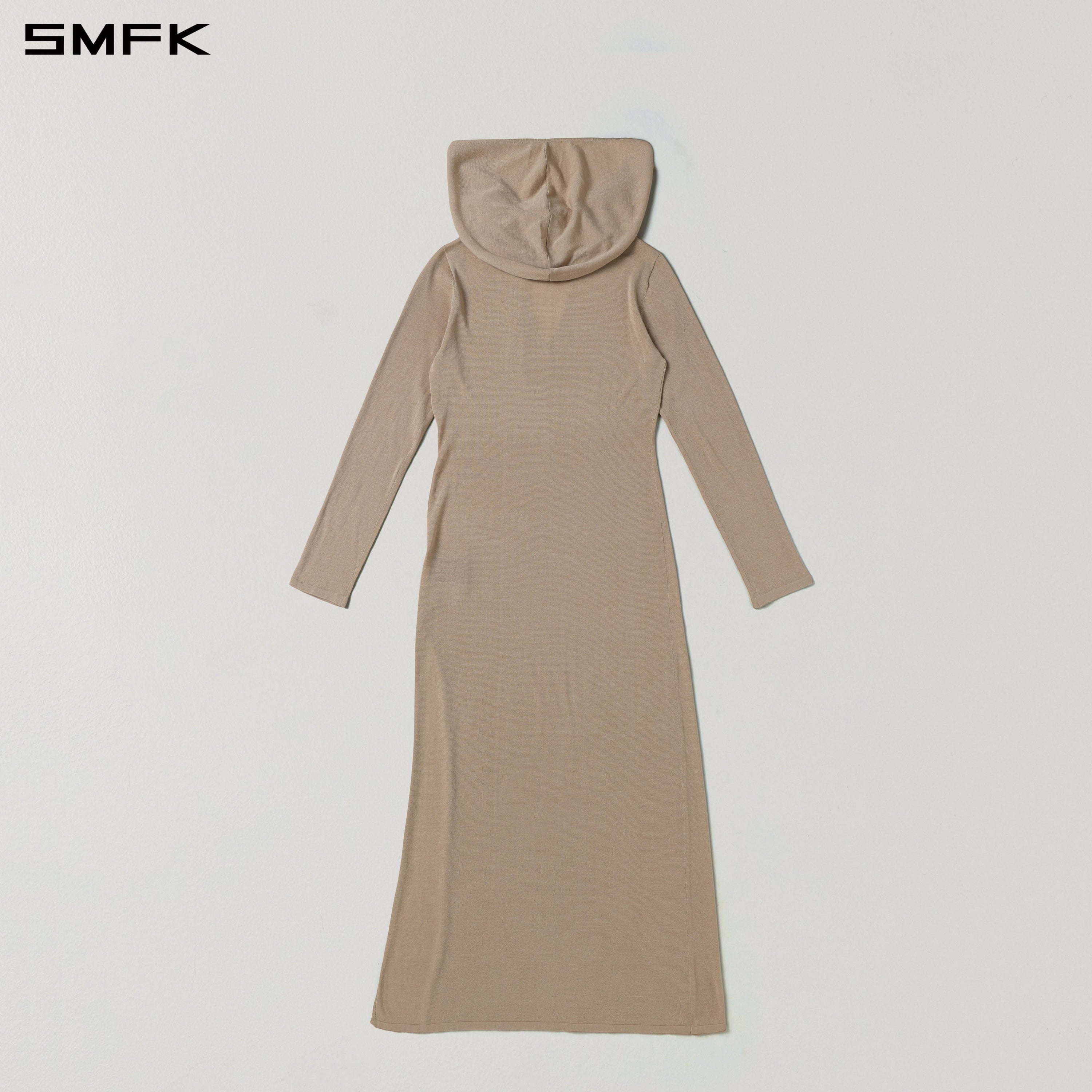 MYTH AEOLUS ASYMMETRY LONG SLEEVE KNIT EVENING DRESS/ACETATE+COTTON FRESH SKIN