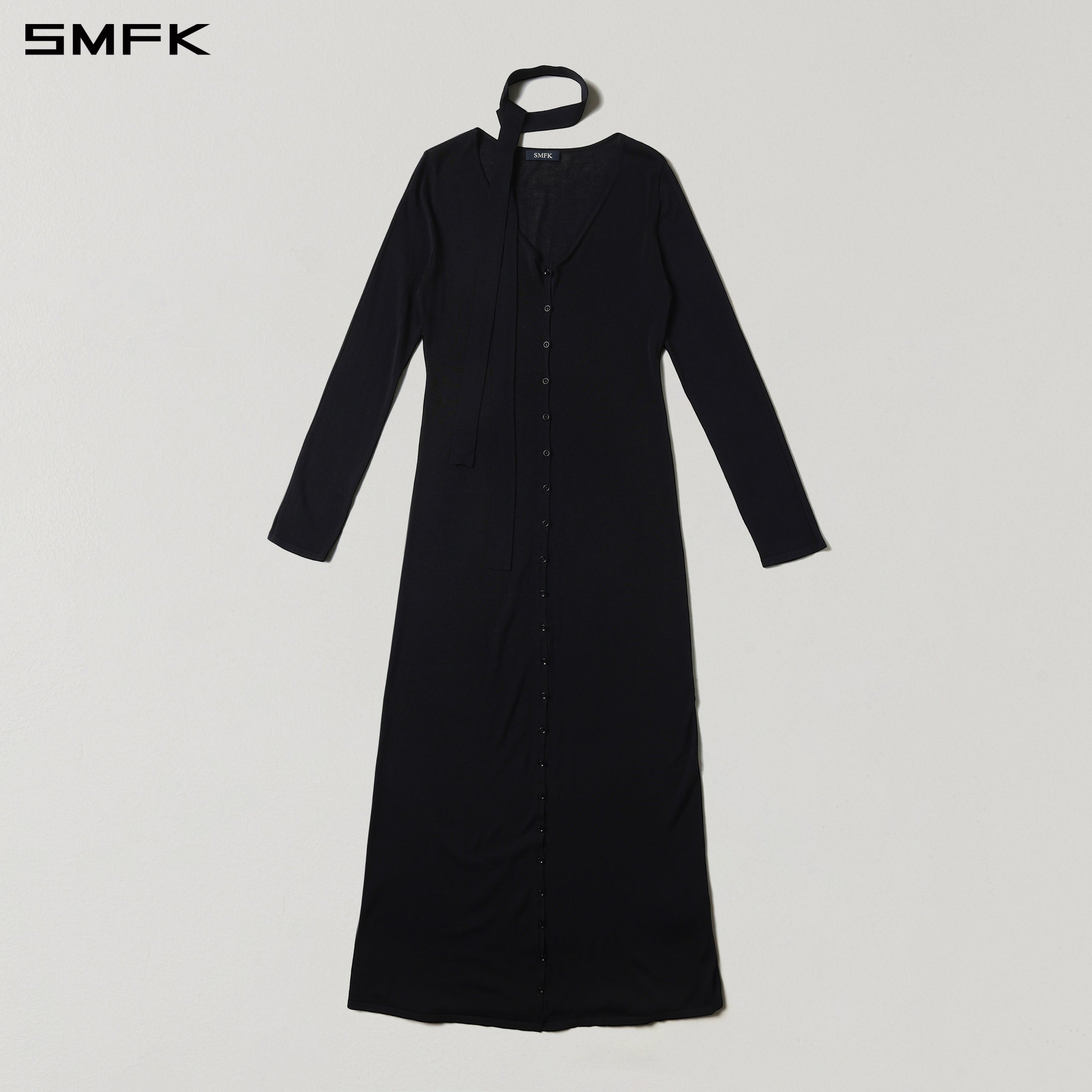 MYTH AEOLUS KNIT CAPE DRESS/ACETATE+COTTON WILD BLACK