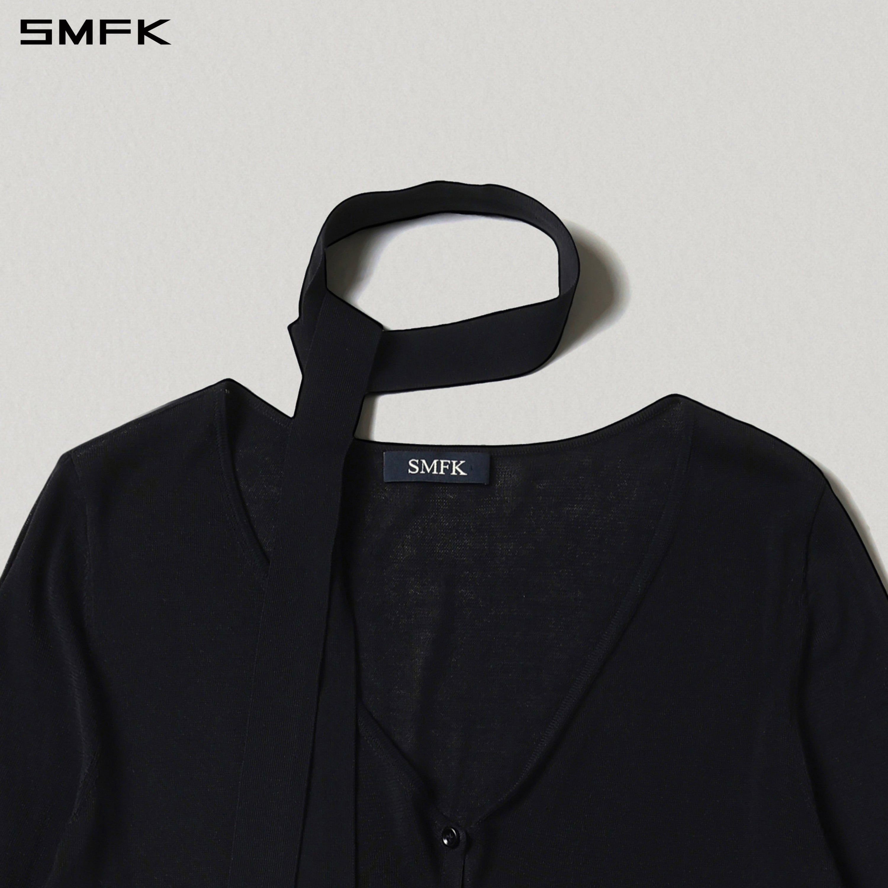 MYTH AEOLUS KNIT CAPE DRESS/ACETATE+COTTON WILD BLACK