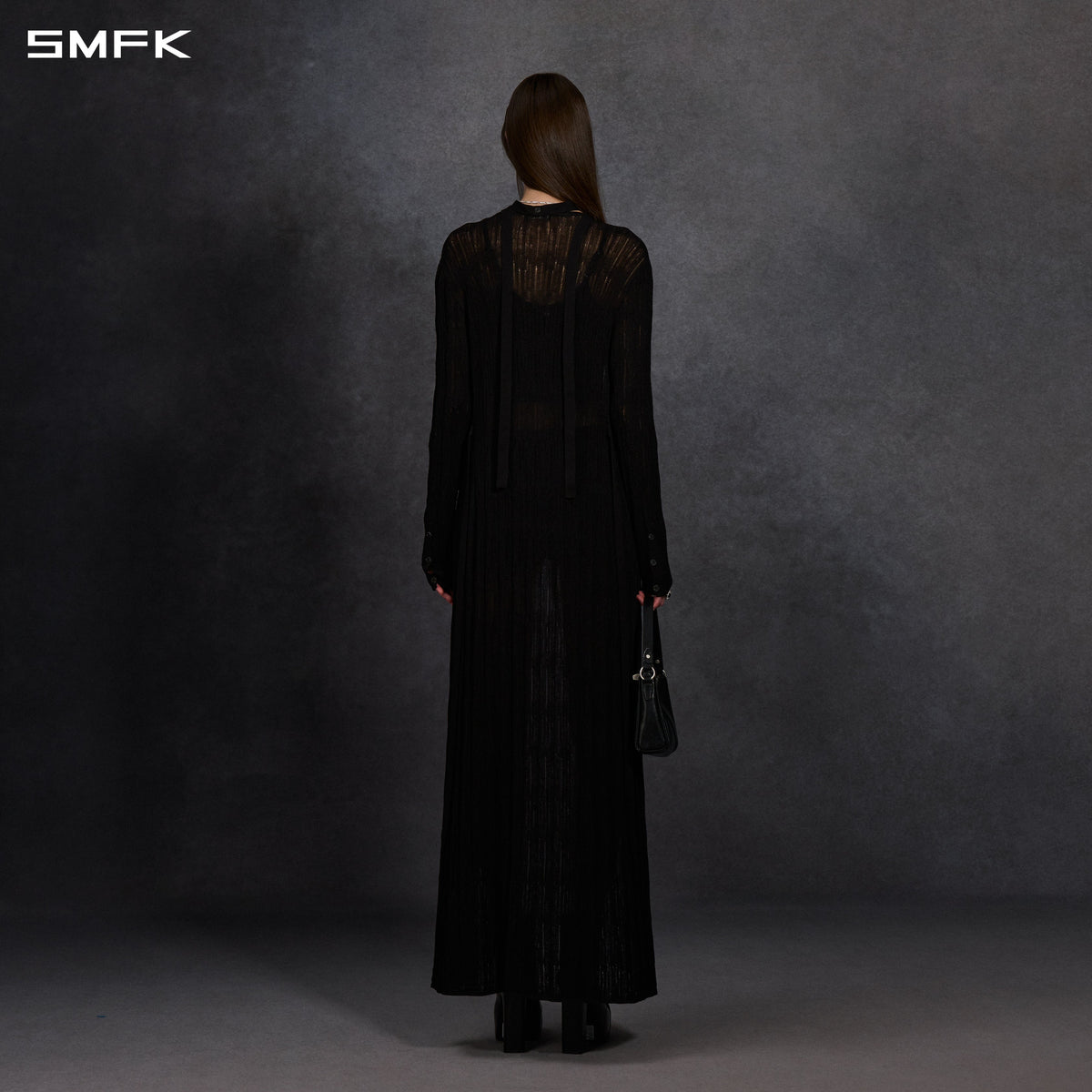 MYTH AEOLUS KNIT ROBE DRESS/METALLIC YARN AURORA BLACK