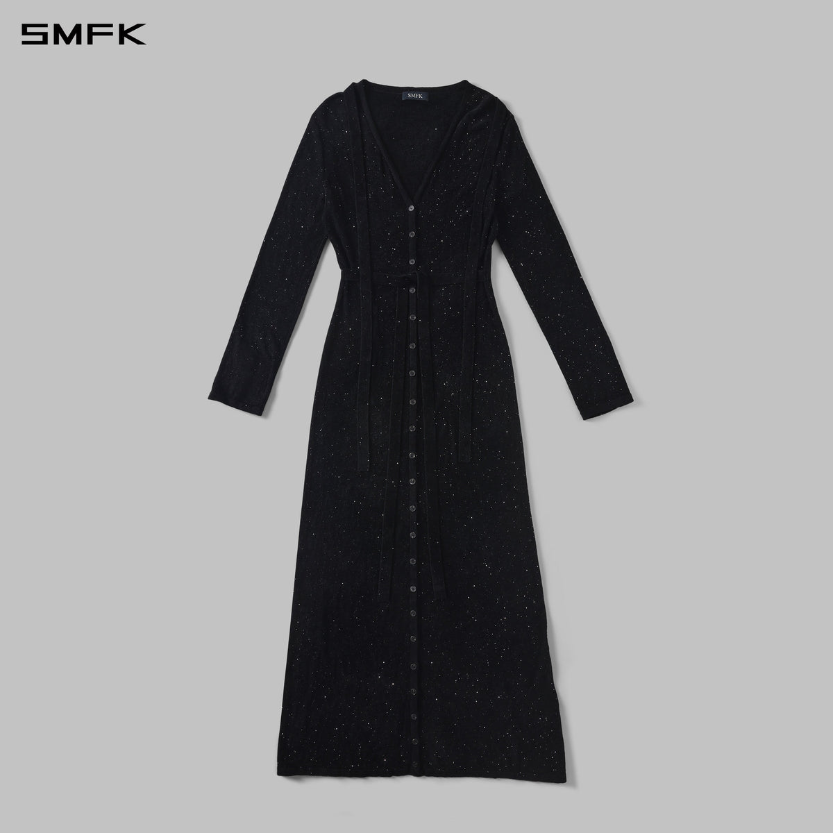 MYTH AEOLUS KNIT ROBE DRESS/STARRY VELVET GALAXY BLACK