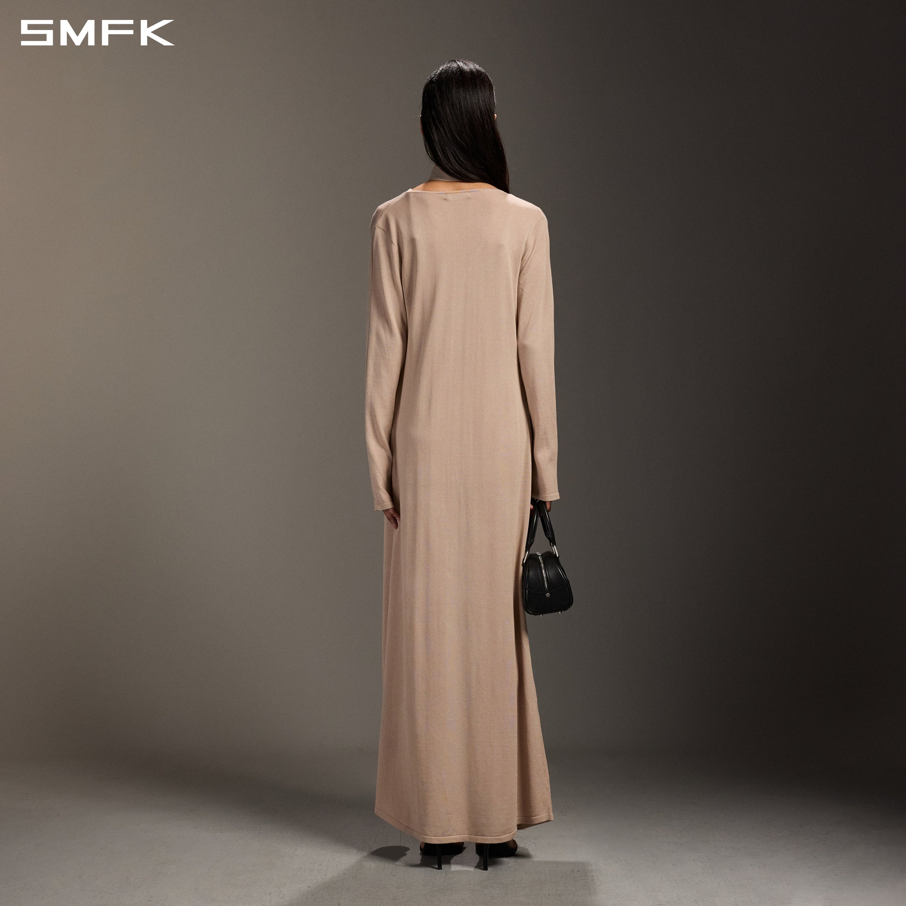 MYTH AEOLUS KNIT CAPE DRESS/ACETATE+COTTON FRESH SKIN