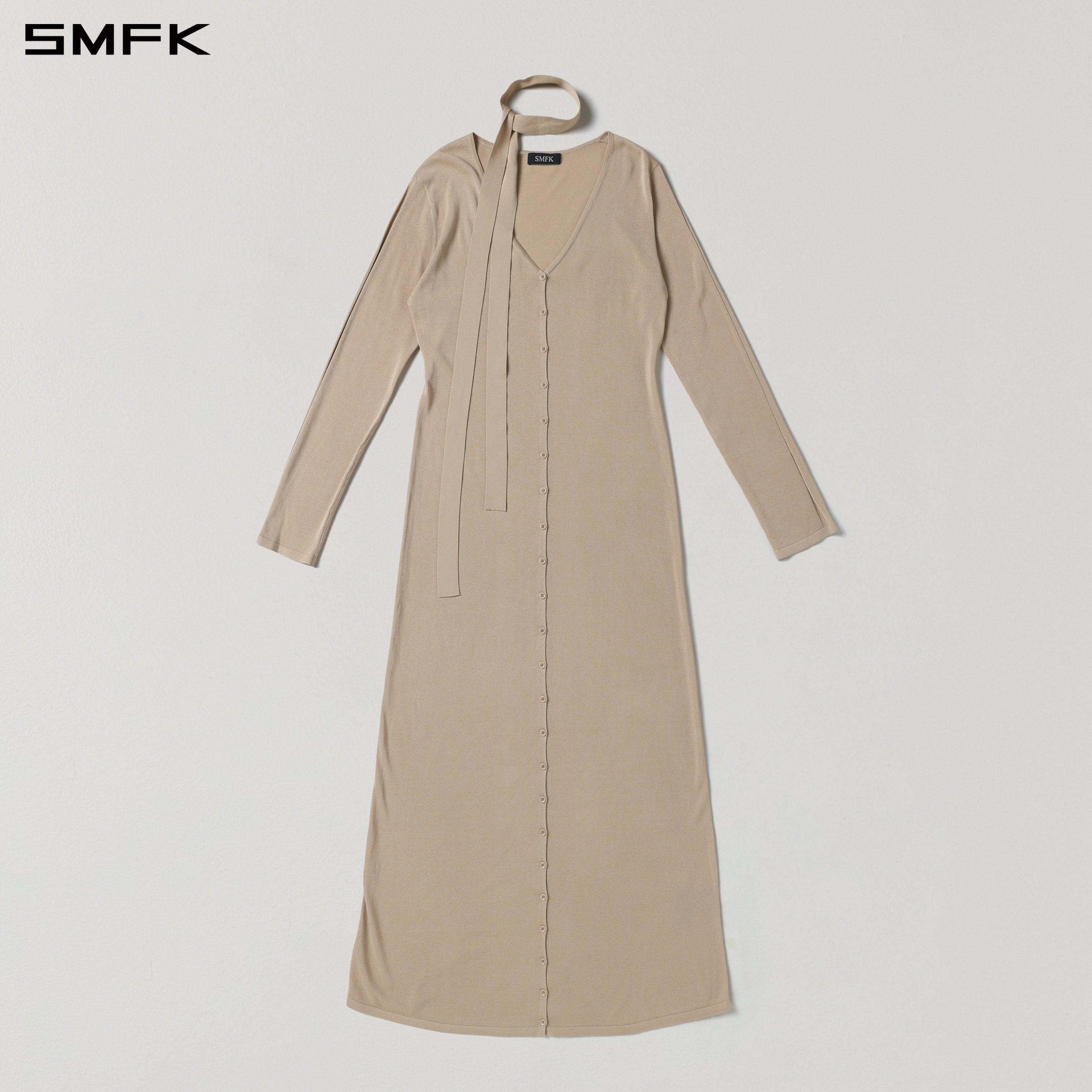 MYTH AEOLUS KNIT CAPE DRESS/ACETATE+COTTON FRESH SKIN
