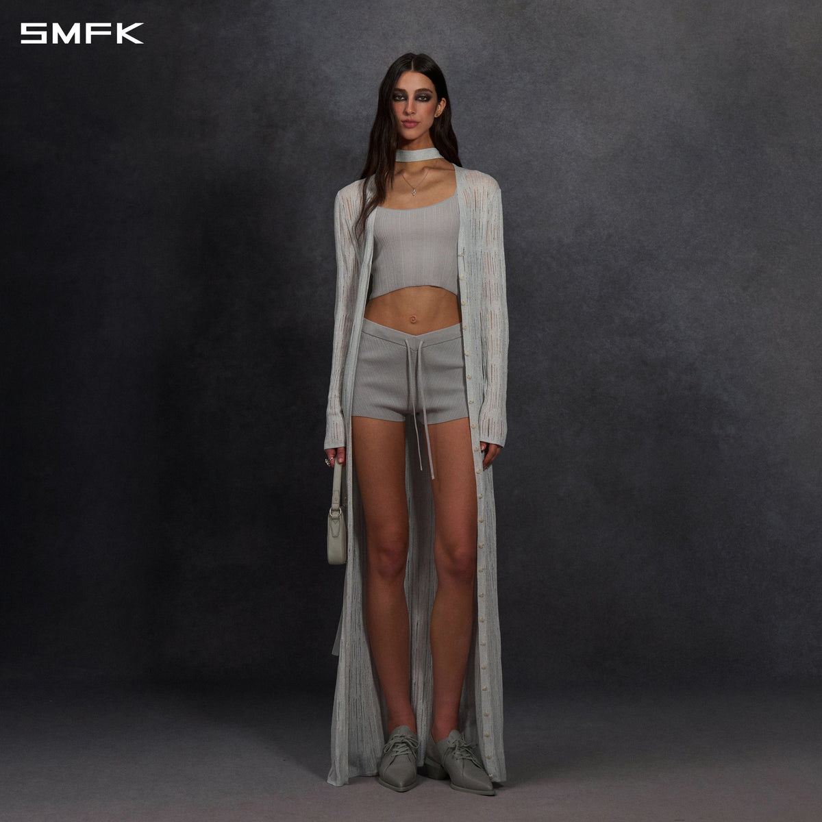 MYTH AEOLUS KNIT ROBE DRESS/METALLIC YARN AURORA SLIVER