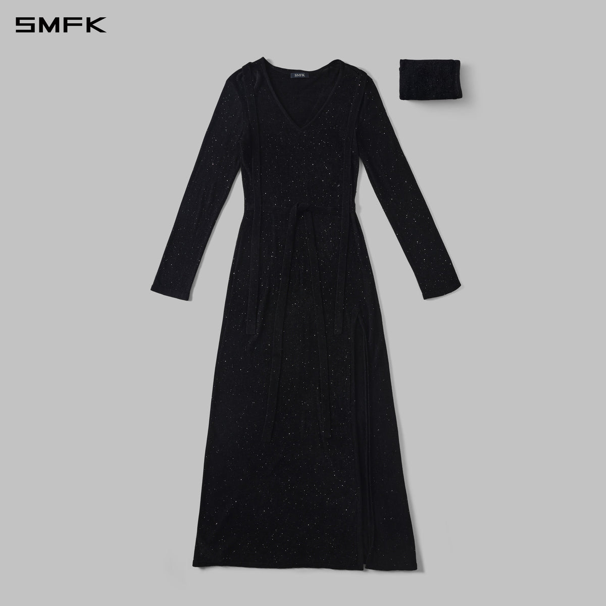 MYTH AEOLUS ONE-PIECE KNIT EVENING DRESS/STARRY VELVET GALAXY BLACK