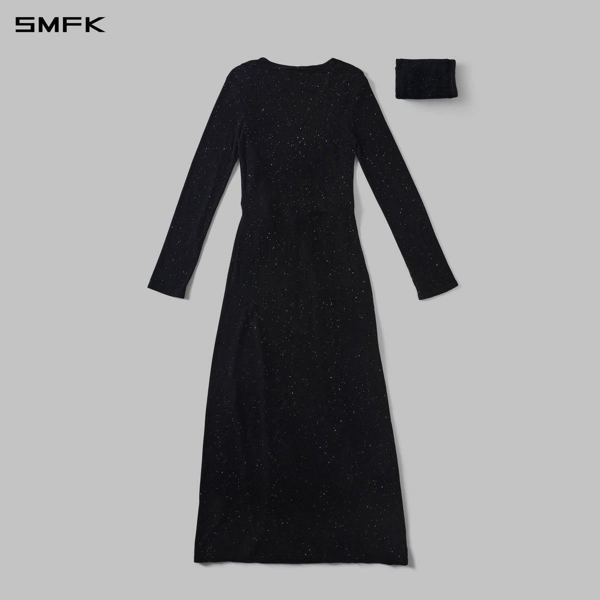 MYTH AEOLUS ONE-PIECE KNIT EVENING DRESS/STARRY VELVET GALAXY BLACK