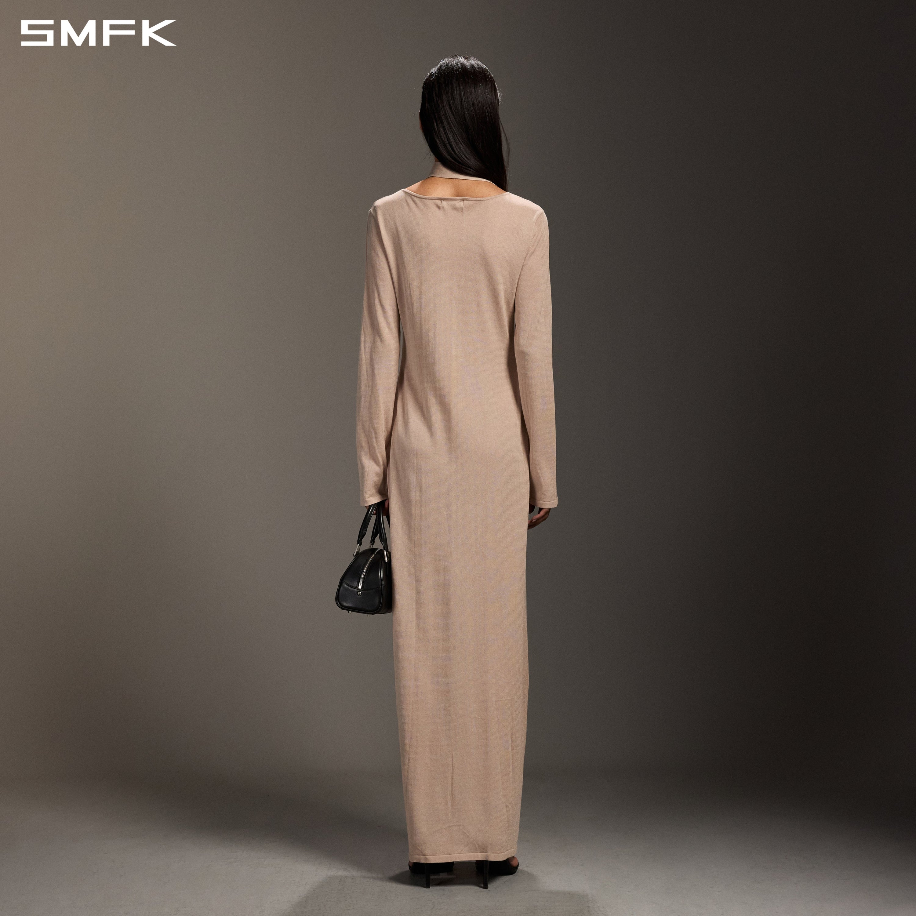 MYTH AEOLUS ONE-PIECE KNIT EVENING DRESS/ACETATE+COTTON FRESH SKIN