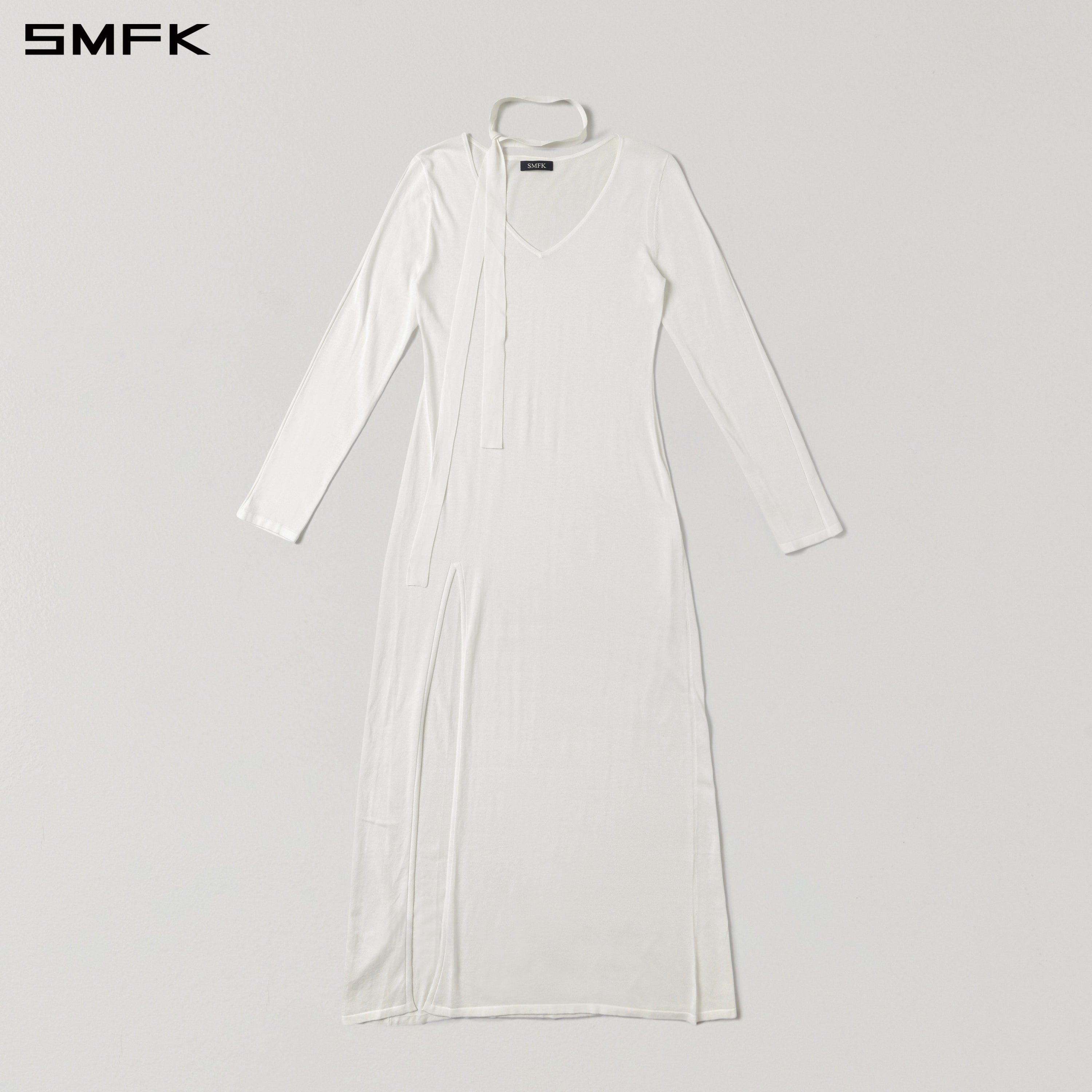 MYTH AEOLUS ONE-PIECE KNIT EVENING DRESS/ACETATE+COTTON CLOUD WHITE