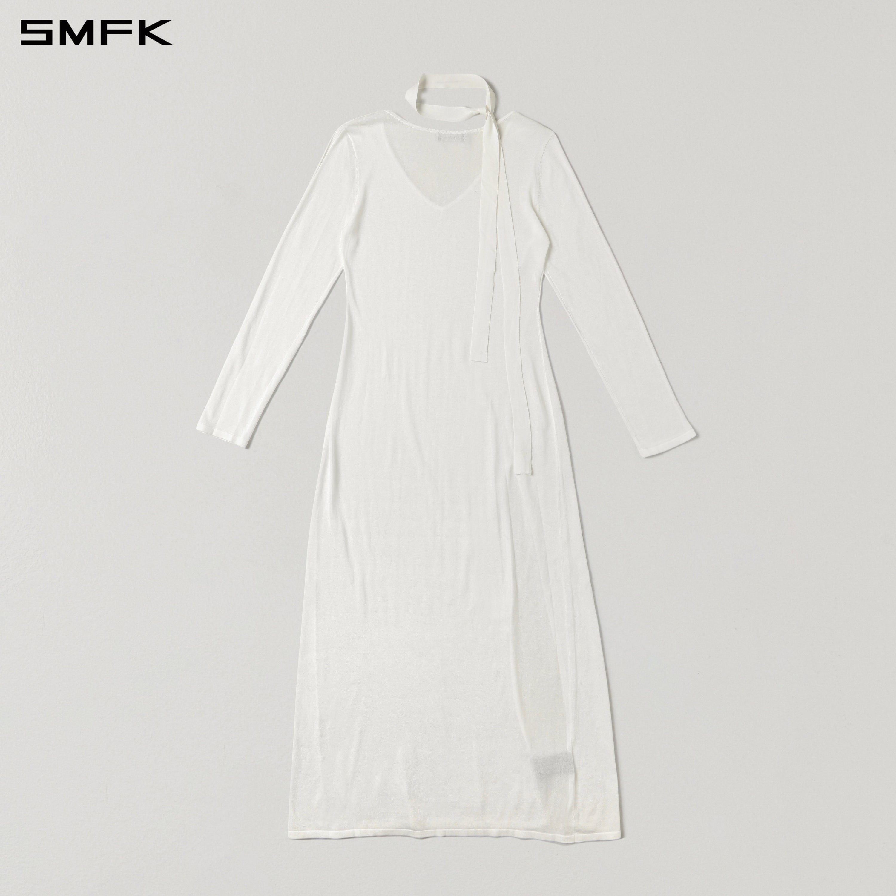 MYTH AEOLUS ONE-PIECE KNIT EVENING DRESS/ACETATE+COTTON CLOUD WHITE