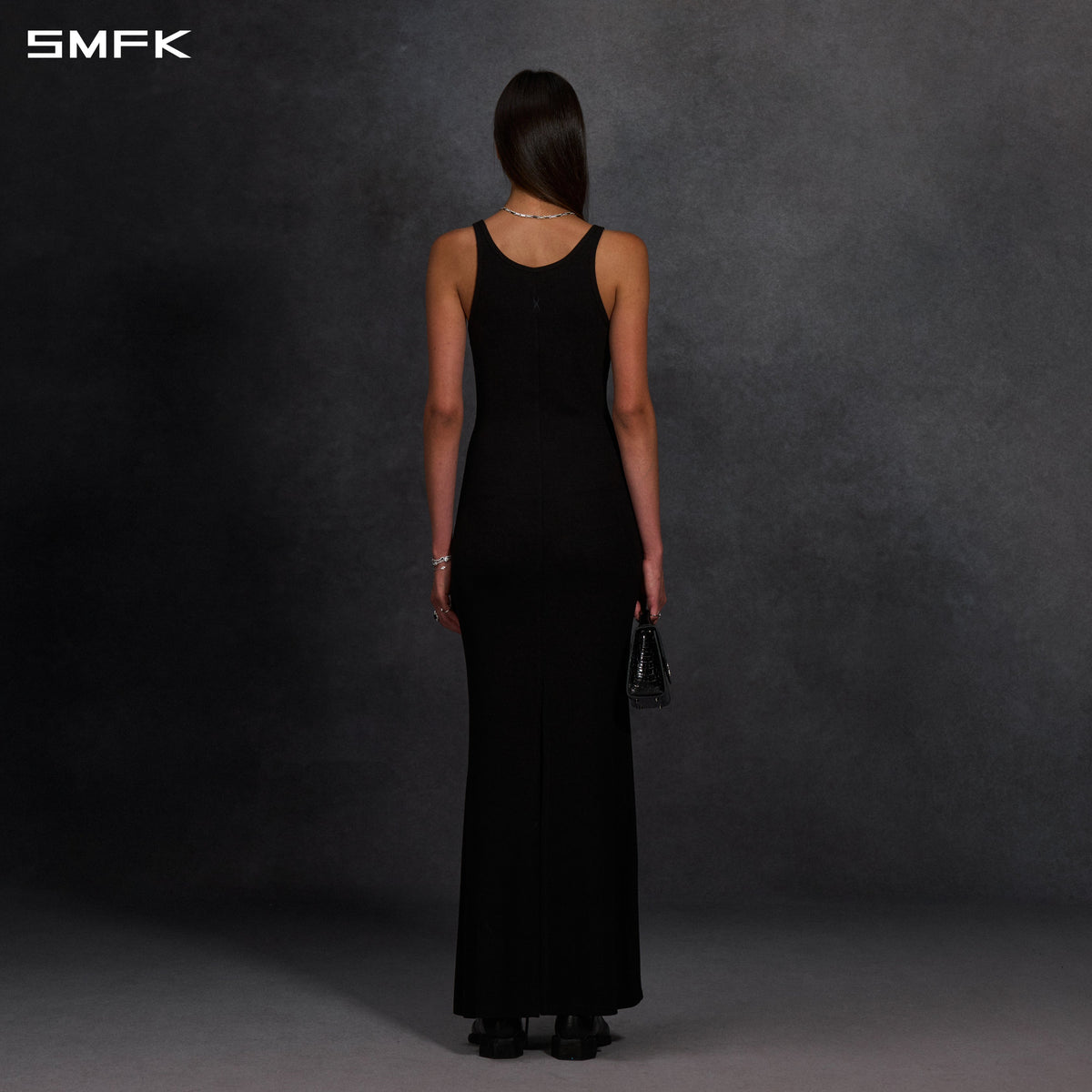 MYTH AEOLUS PHANTOM VEST EVENING DRESS/ACETATE+VISCOSE+ACRYLIC+SPANDEX+WOOL MIDNIGHT BLACK