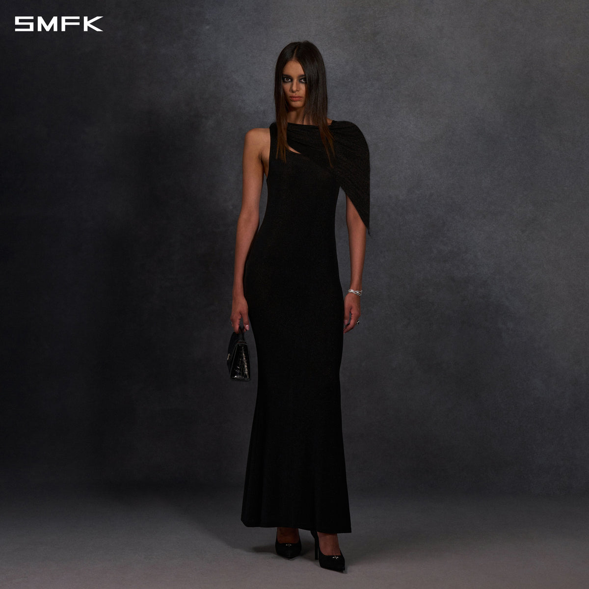 MYTH AEOLUS PHANTOM VEST EVENING DRESS/POLYAMIDE + POLYESTER FILM FIBER STARLIGHT BLACK