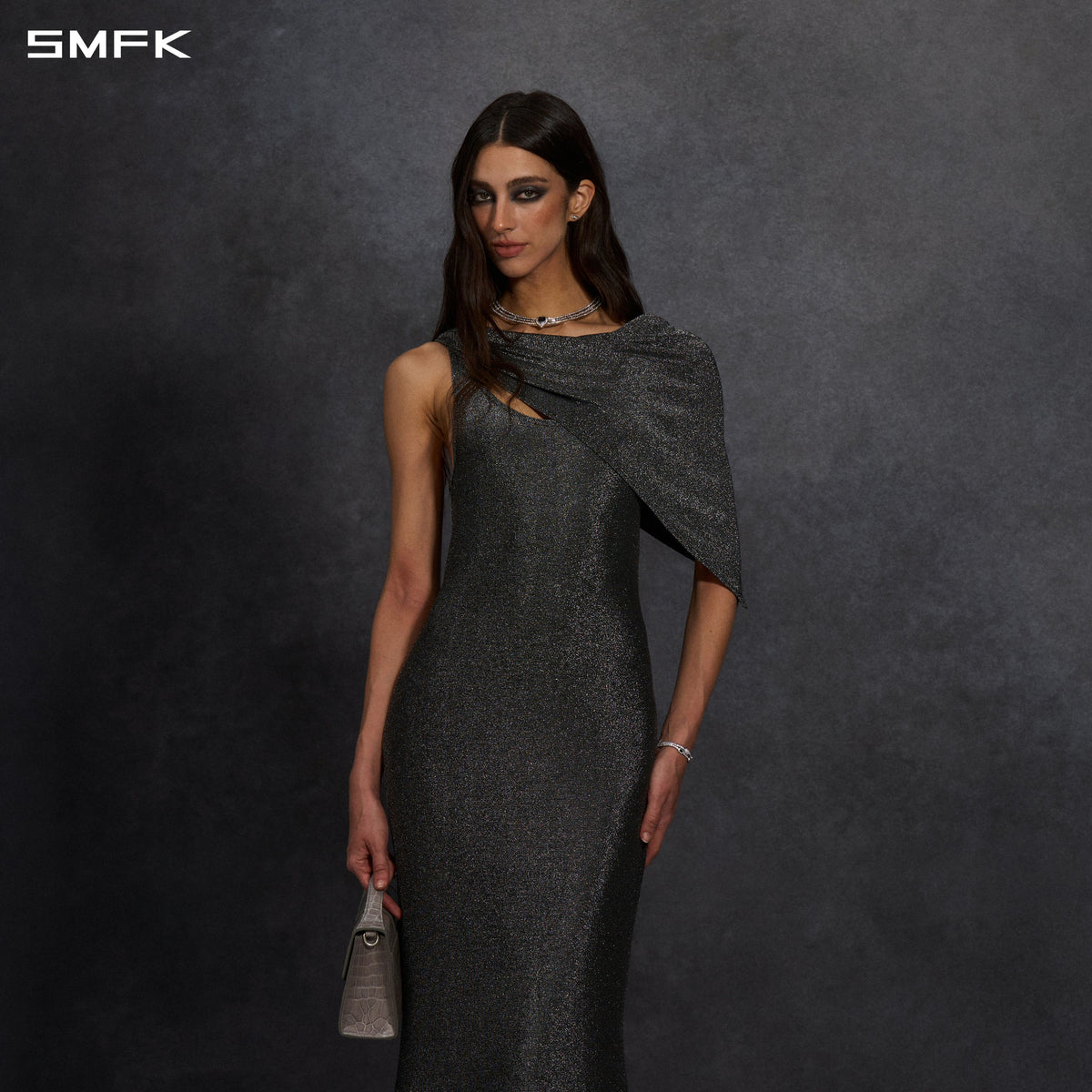 MYTH AEOLUS PHANTOM VEST EVENING DRESS/POLYAMIDE + POLYESTER FILM FIBER STARLIGHT SILVER