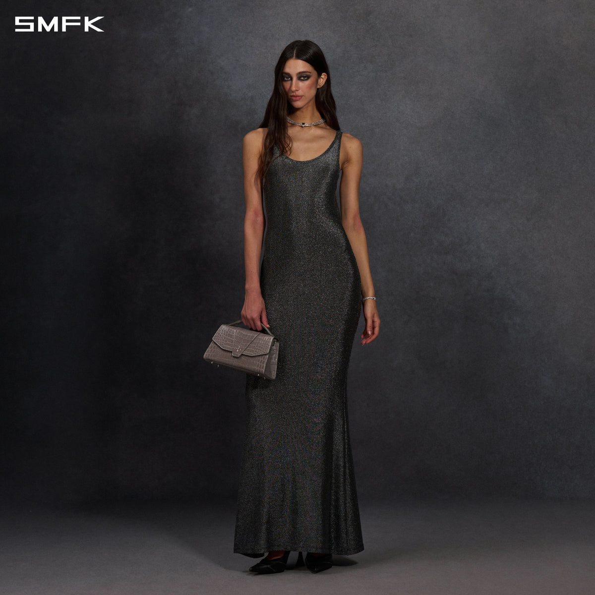 MYTH AEOLUS PHANTOM VEST EVENING DRESS/POLYAMIDE + POLYESTER FILM FIBER STARLIGHT SILVER