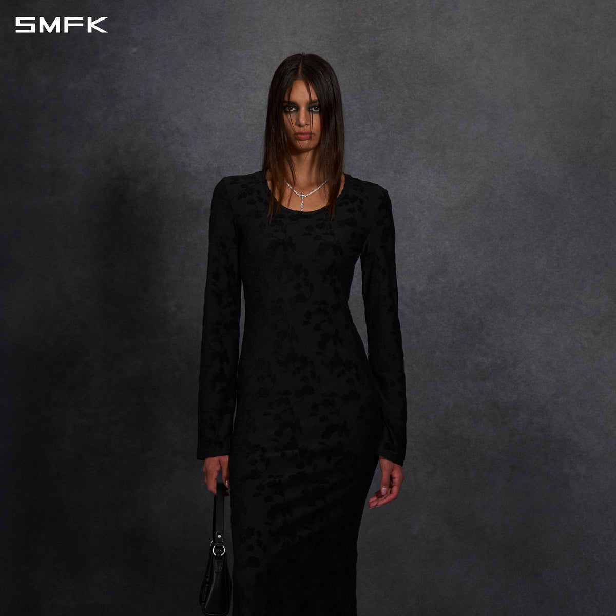 MYTH AEOLUS PHANTOM EVENING DRESS/MODAL+WOOL BLACK MAGNOLIA