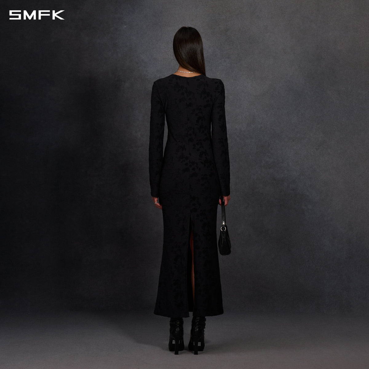 MYTH AEOLUS PHANTOM EVENING DRESS/MODAL+WOOL BLACK MAGNOLIA
