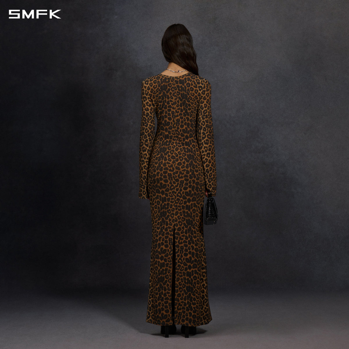 MYTH AEOLUS PHANTOM EVENING DRESS/ACETATE LEOPARD PRINT